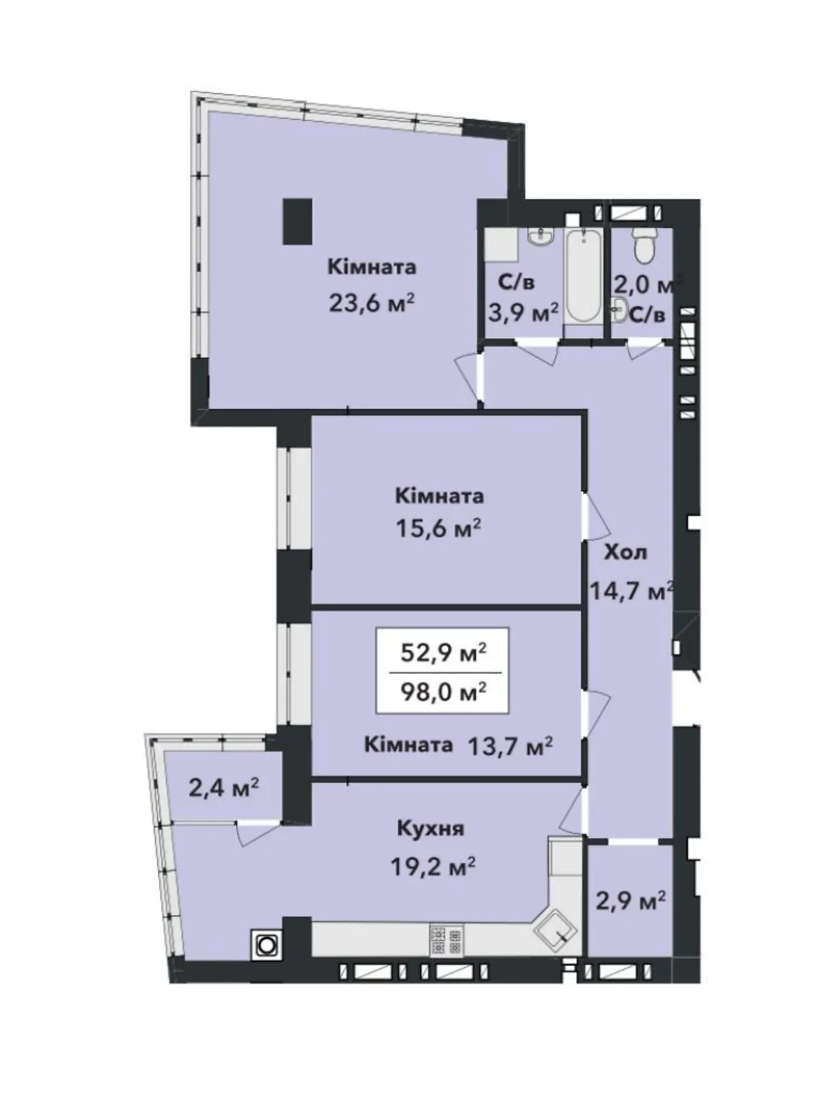 Продается 3-комнатная квартира 98 кв. м в Хмельницком, ул. Панаса Мирного