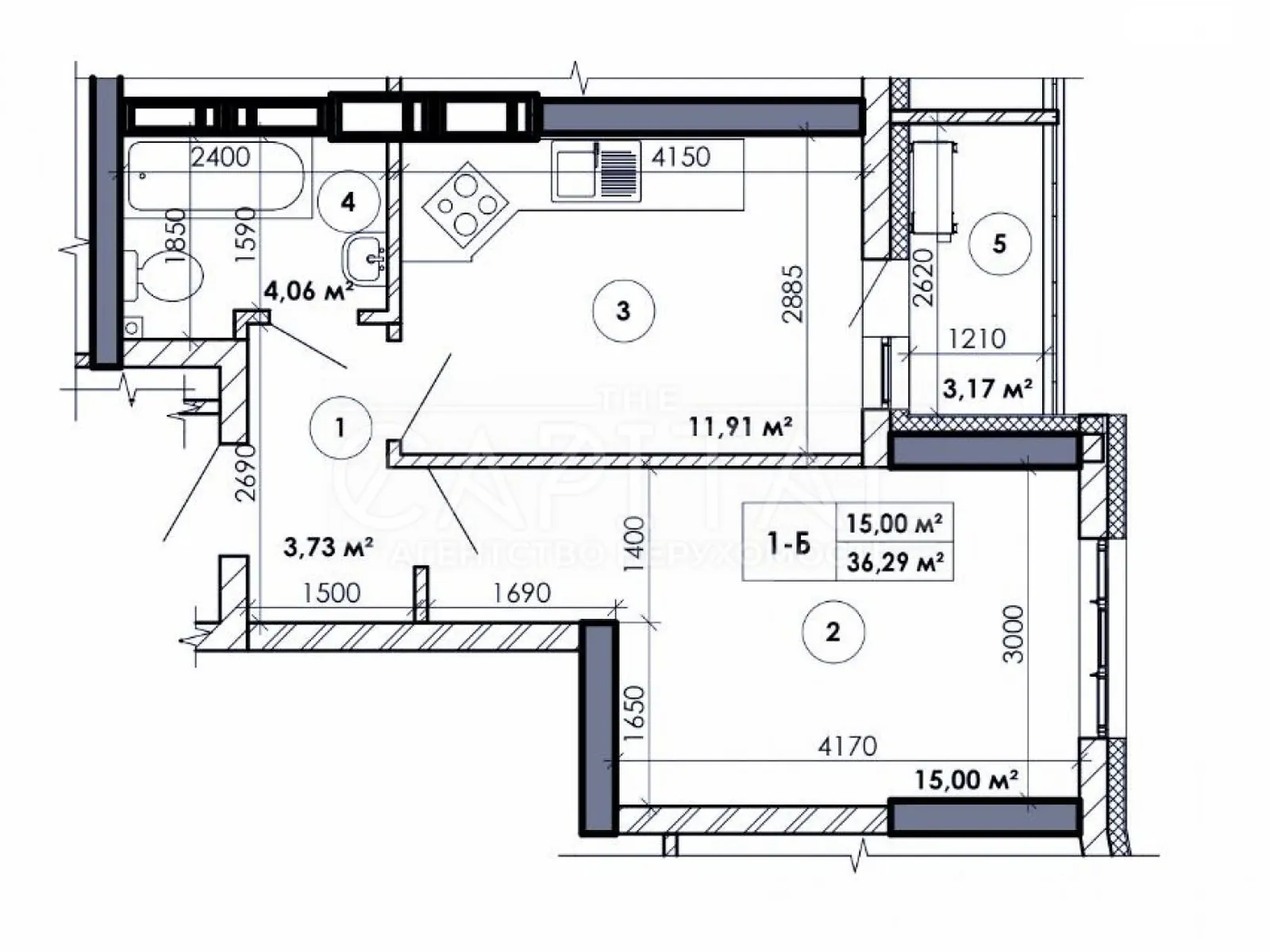 Продается 1-комнатная квартира 36 кв. м в Киеве, ул. Жулянская, 3 - фото 1