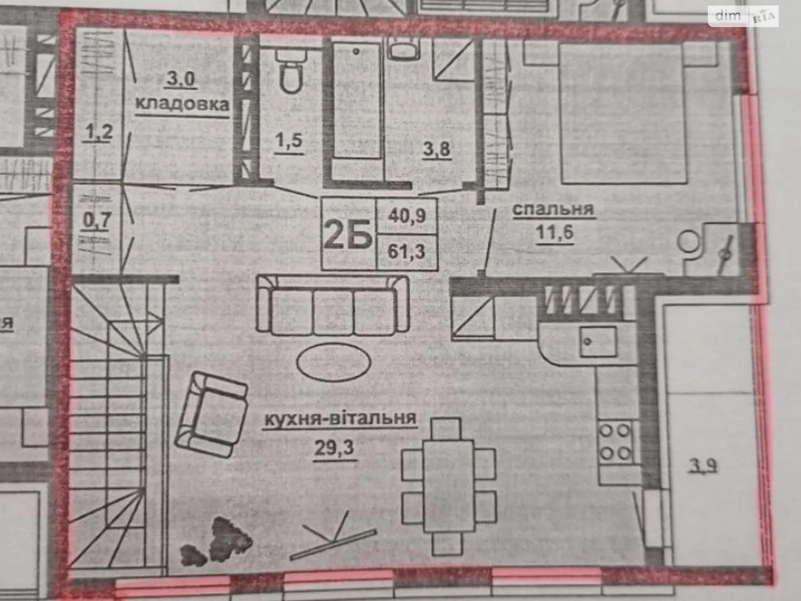 2-комнатная квартира 61 кв. м в Тернополе, Подволочиское шоссе