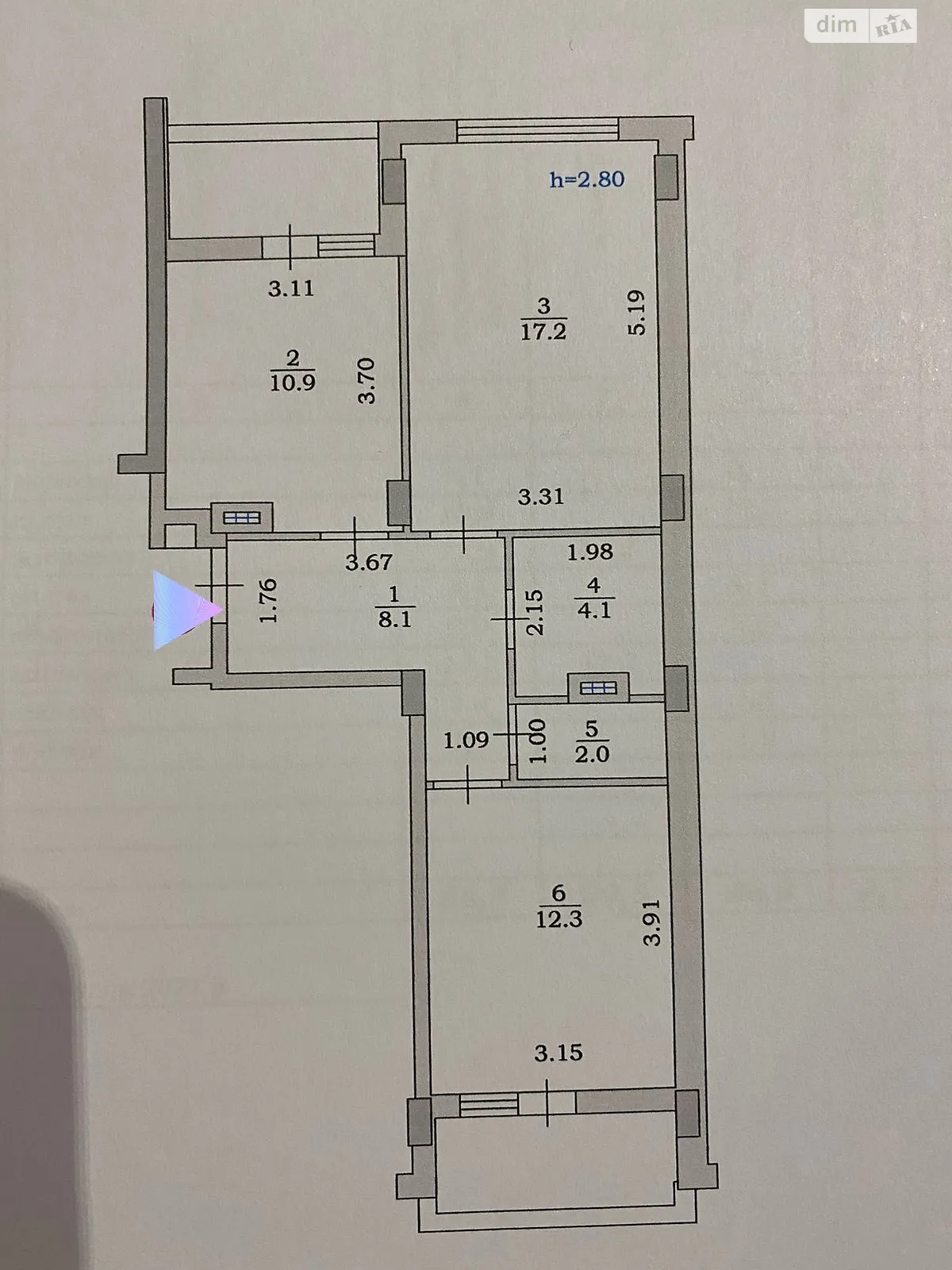 Продается 2-комнатная квартира 59 кв. м в Черноморске, цена: 36500 $