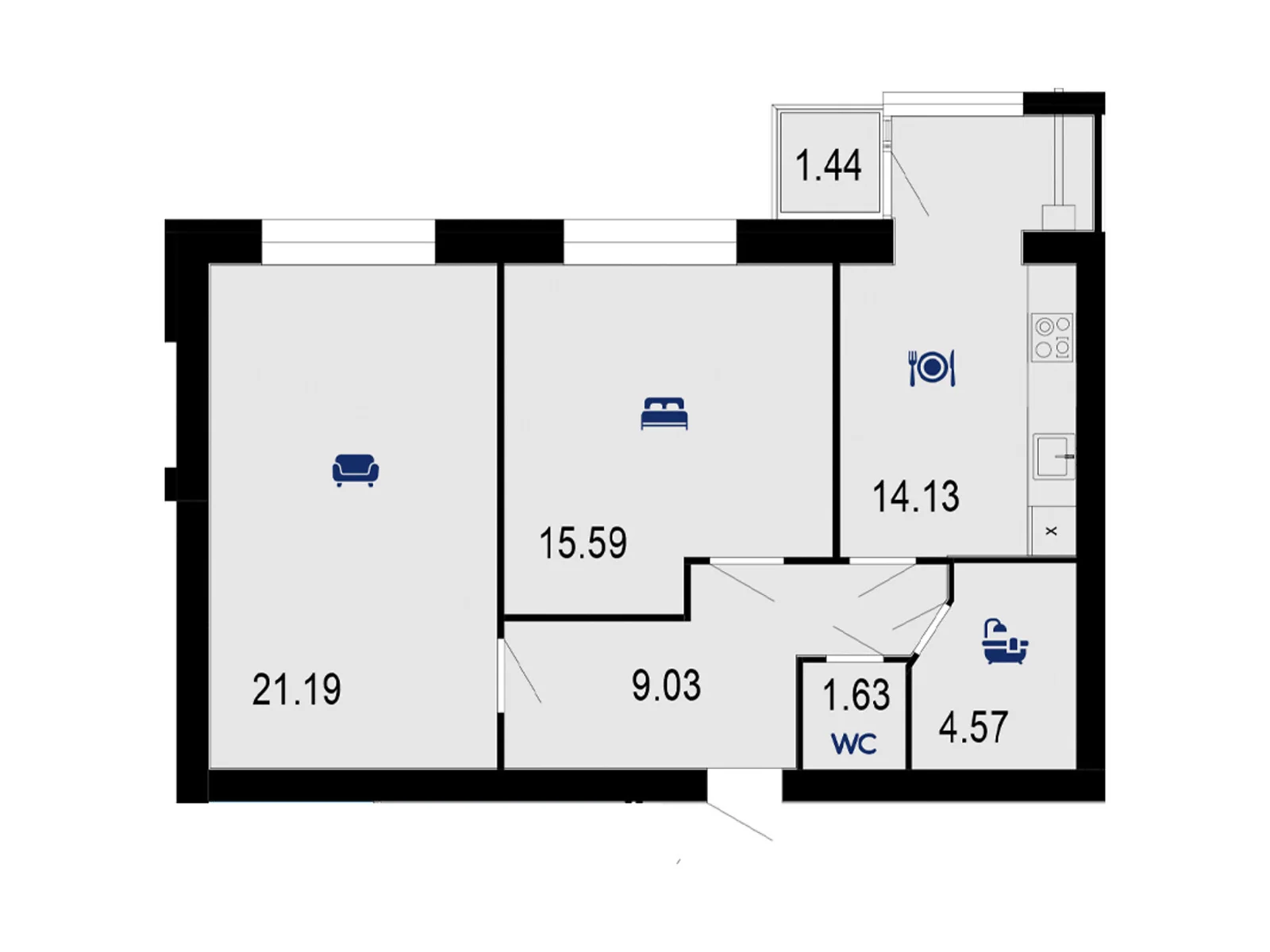 Продается 2-комнатная квартира 67.58 кв. м в Винницких Хуторах - фото 1