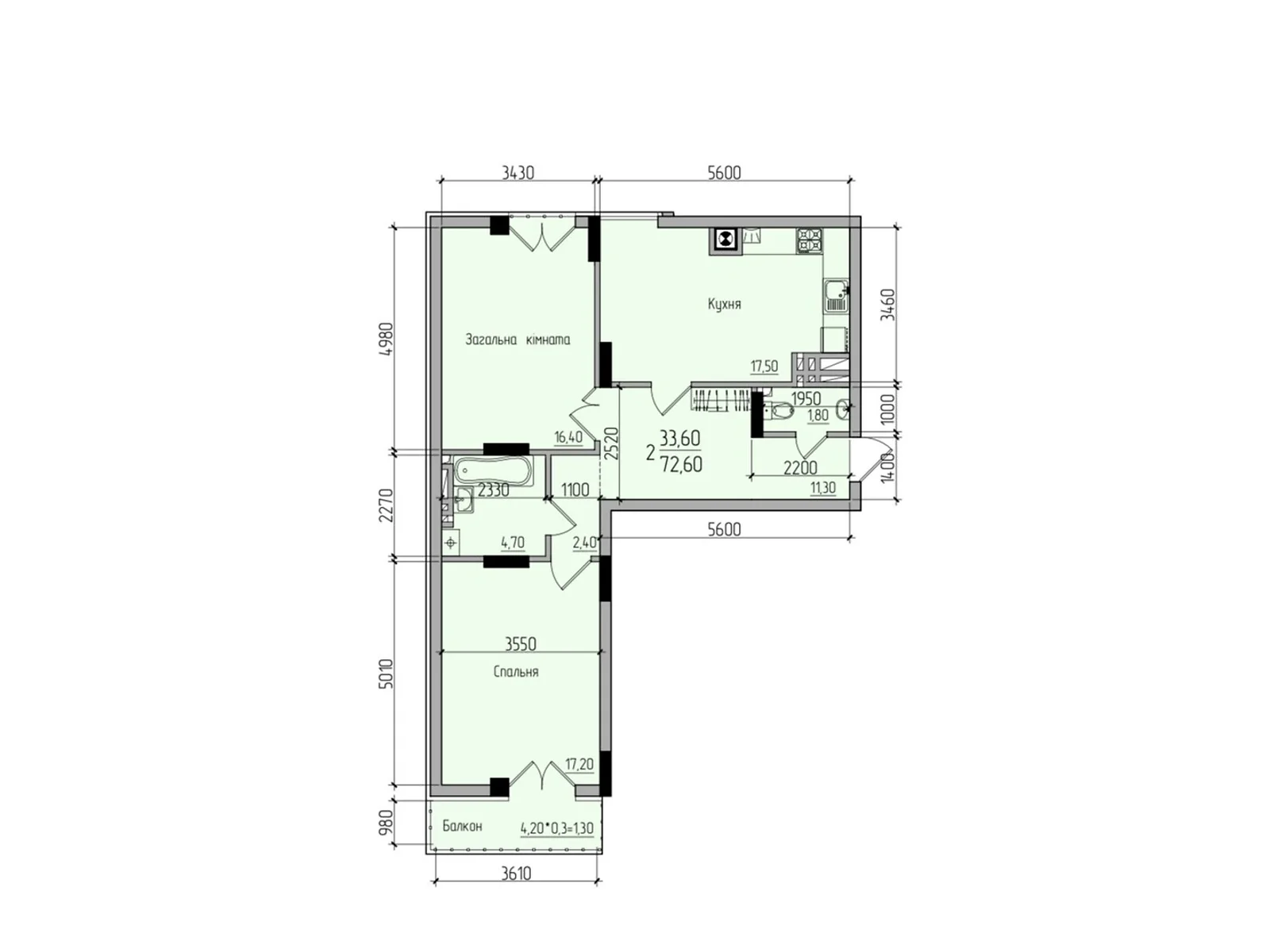 Продається 2-кімнатна квартира 72.6 кв. м у Чернівцях, цена: 54450 $