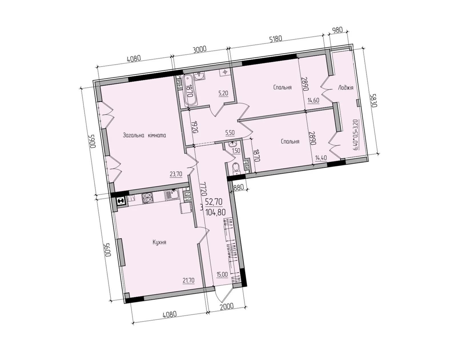 Продается 3-комнатная квартира 103 кв. м в Черновцах, ул. Русская