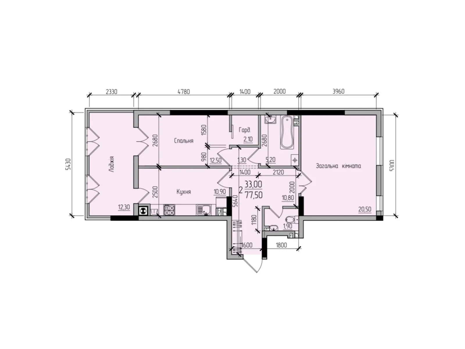 Продается 2-комнатная квартира 77.5 кв. м в Черновцах - фото 1