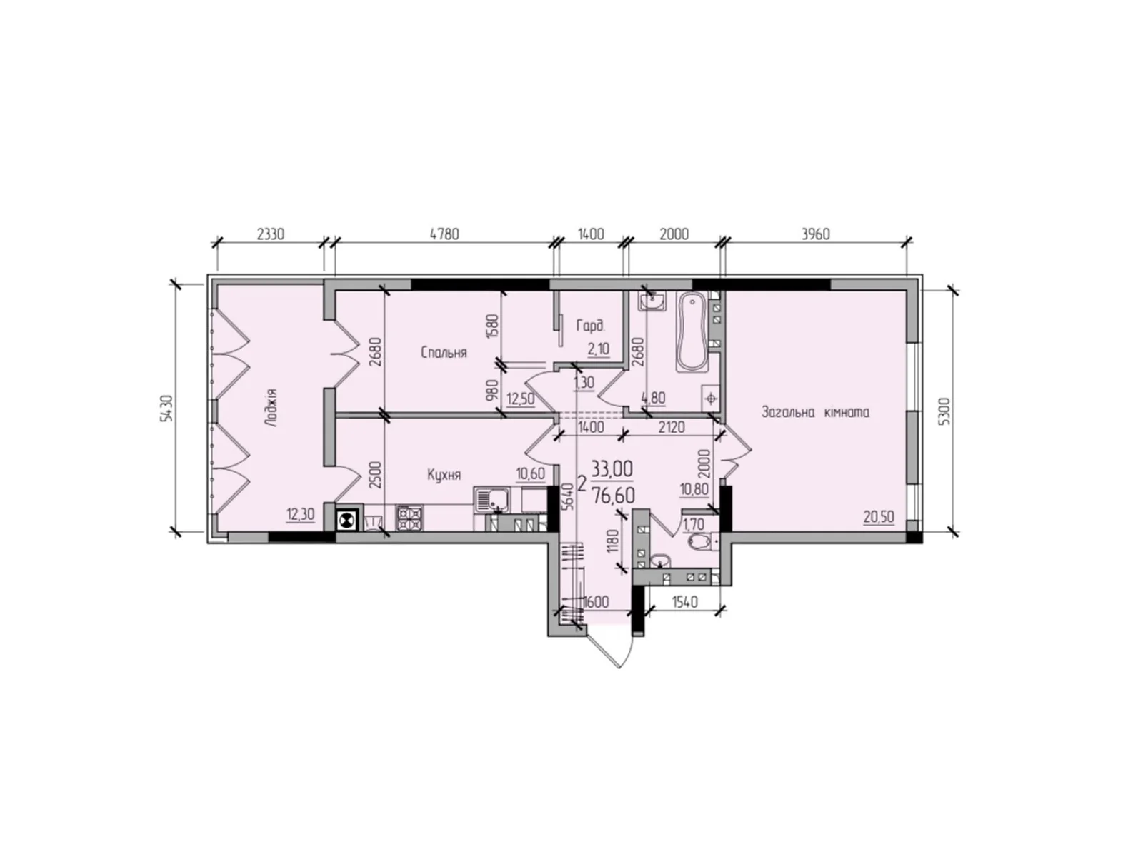 Продается 2-комнатная квартира 76.6 кв. м в Черновцах, цена: 57450 $ - фото 1