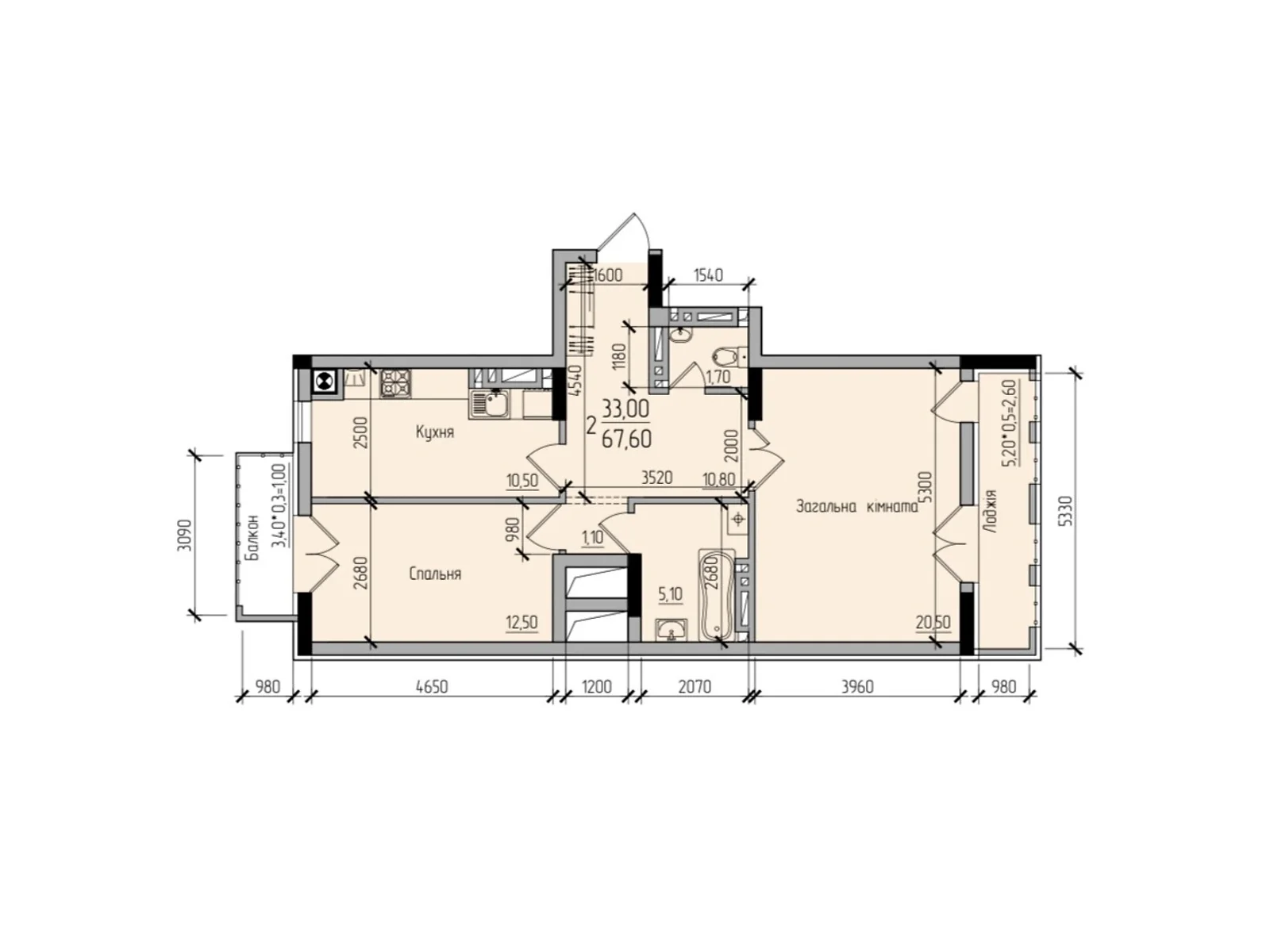 Продается 2-комнатная квартира 67.6 кв. м в Черновцах, цена: 50700 $ - фото 1