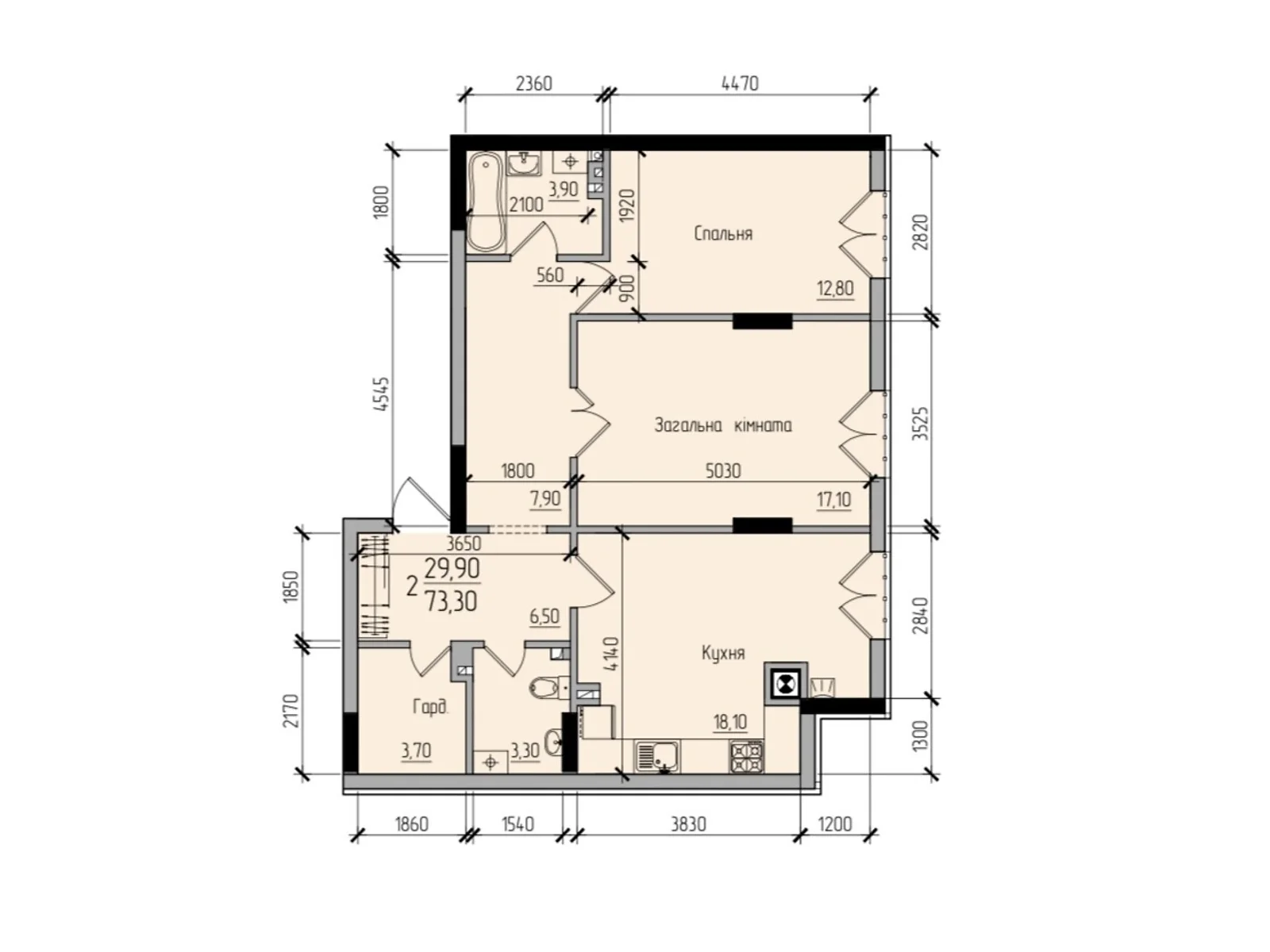 Продается 2-комнатная квартира 73.3 кв. м в Черновцах, ул. Русская - фото 1