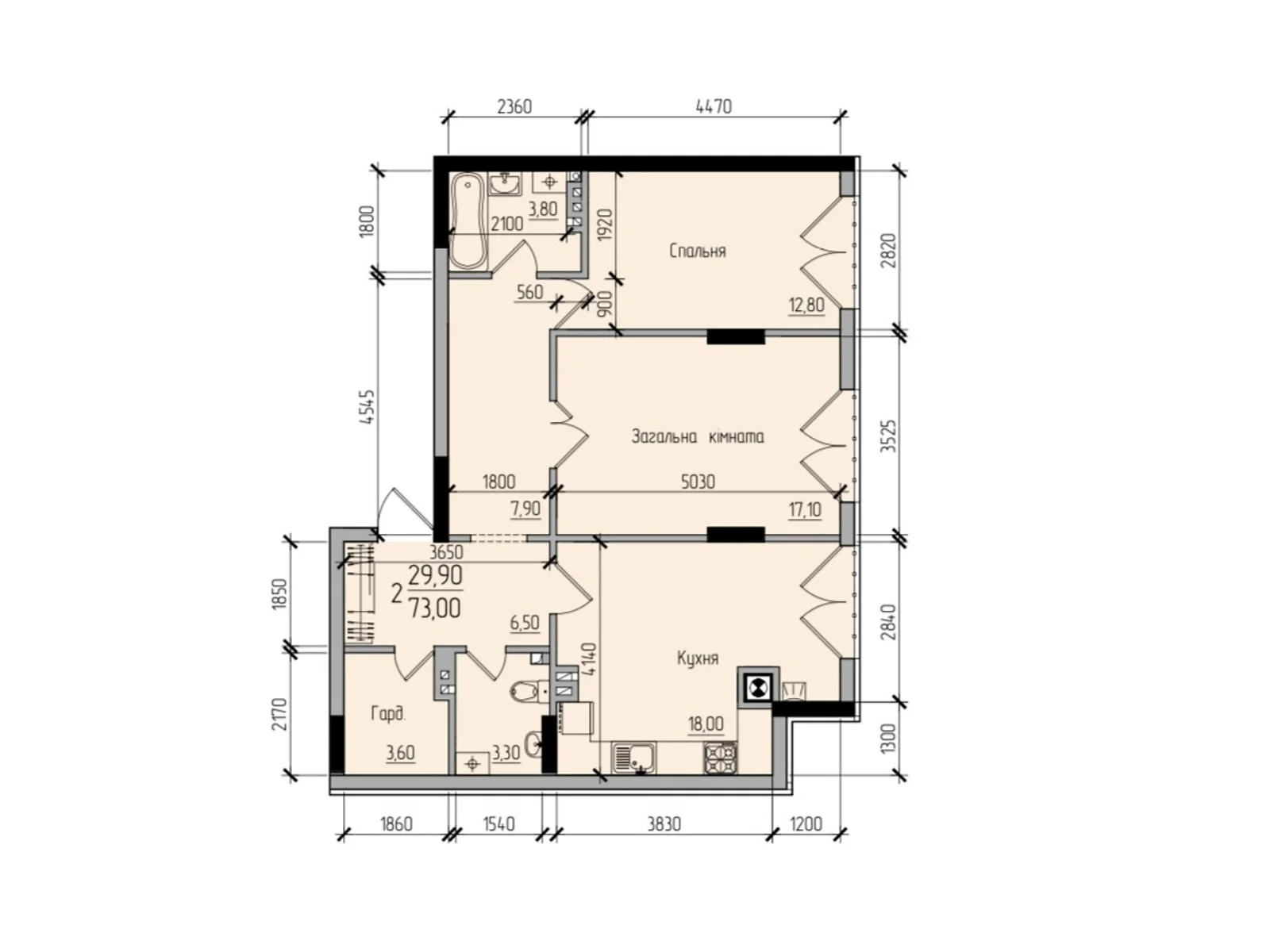 Продается 2-комнатная квартира 73 кв. м в Черновцах, ул. Русская - фото 1