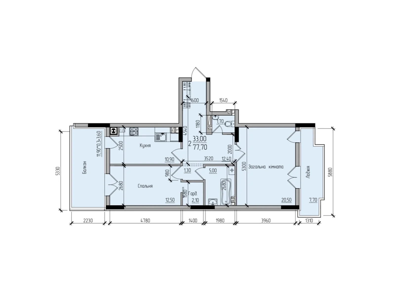 Продается 2-комнатная квартира 77.7 кв. м в Черновцах, цена: 58275 $