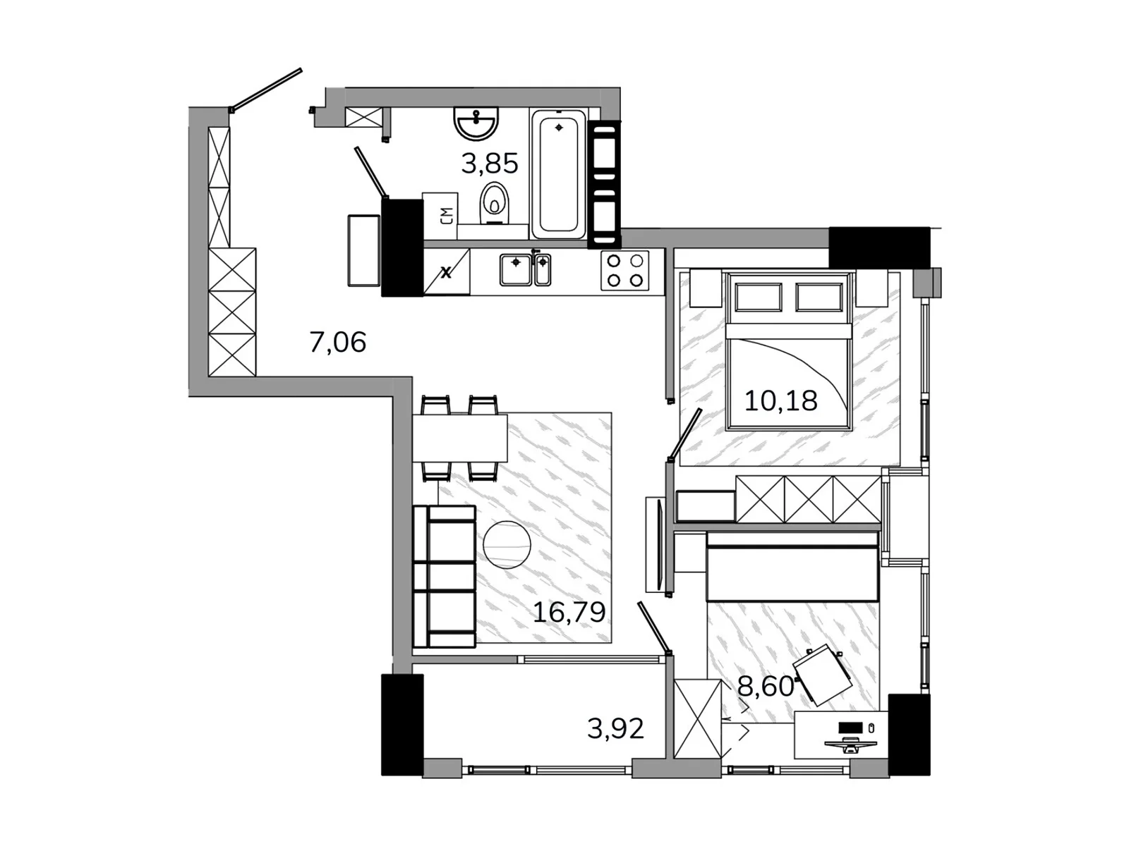 Продается 2-комнатная квартира 51.36 кв. м в Днепре, ул. Набережная Победы, 128