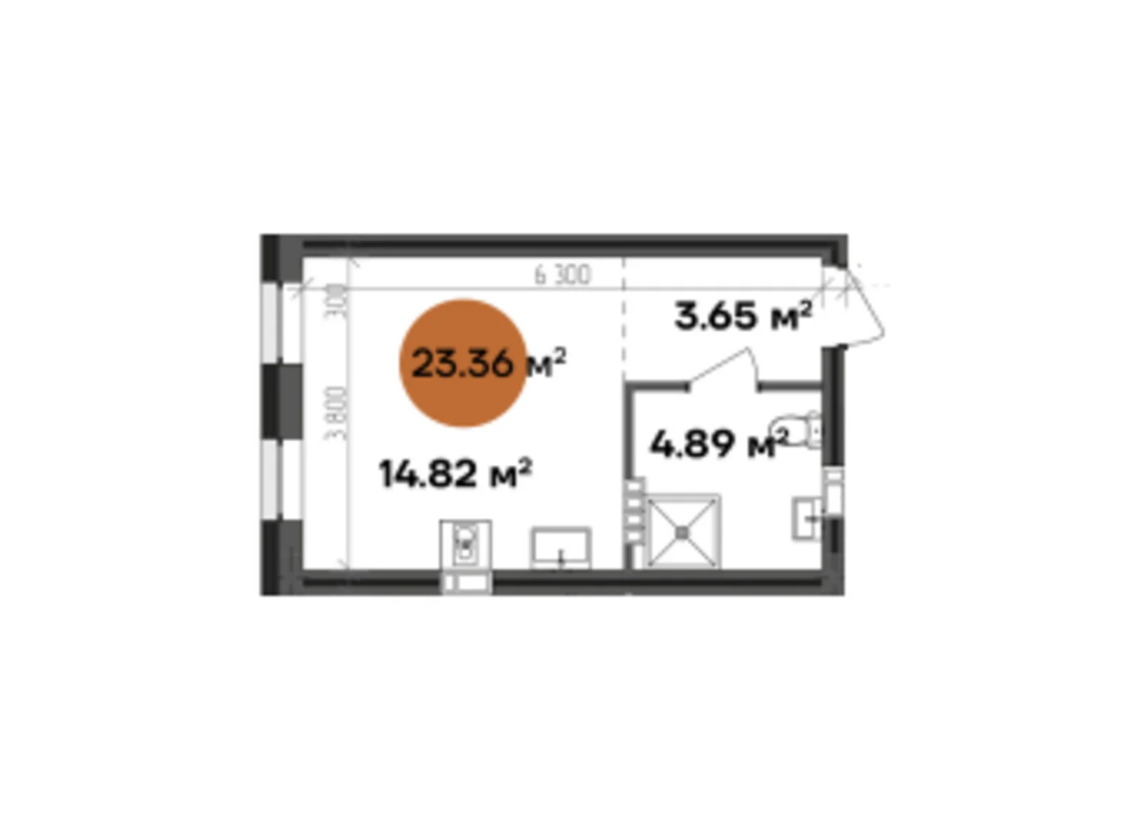 Продається 1-кімнатна квартира 23.36 кв. м у Полтаві, цена: 31536 $