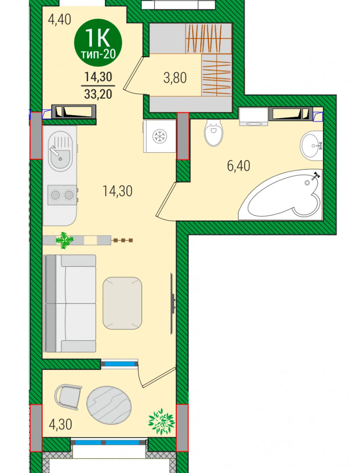 Продается 1-комнатная квартира 33 кв. м в Киеве - фото 2