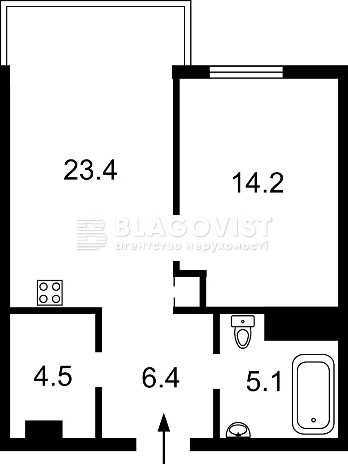 Продается 1-комнатная квартира 53.2 кв. м в Киеве - фото 2