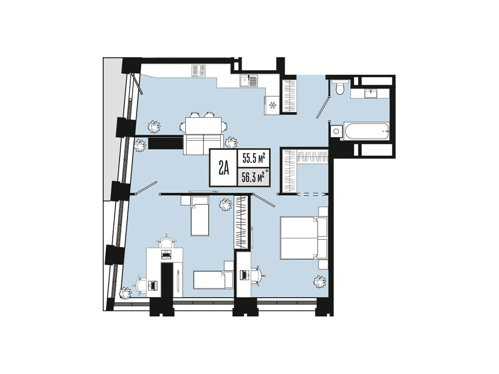 Продается 2-комнатная квартира 62.6 кв. м в Днепре, цена: 87640 $