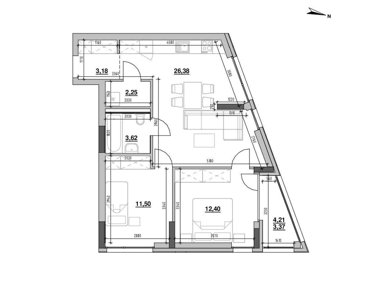 Продается 2-комнатная квартира 62.7 кв. м в Львове, ул. Железнодорожная, 7 - фото 1