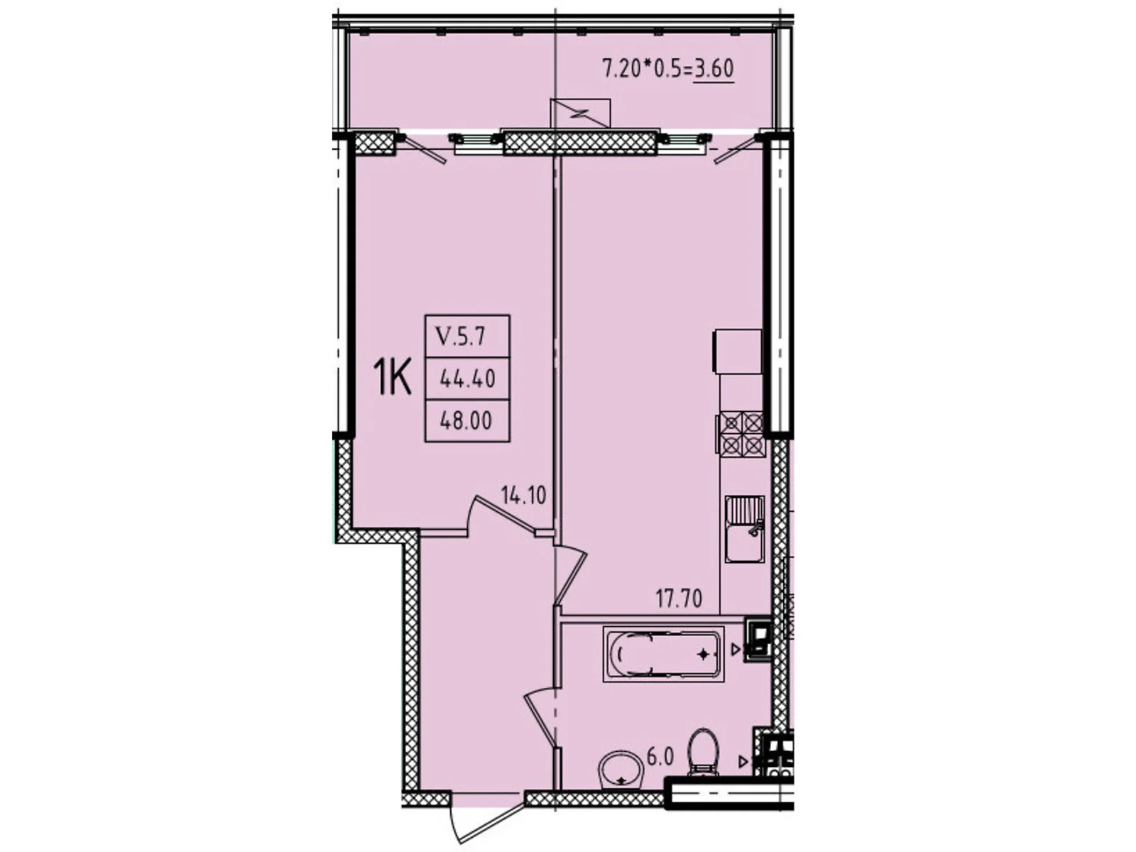 Продається 1-кімнатна квартира 48 кв. м у Одесі, цена: 45120 $