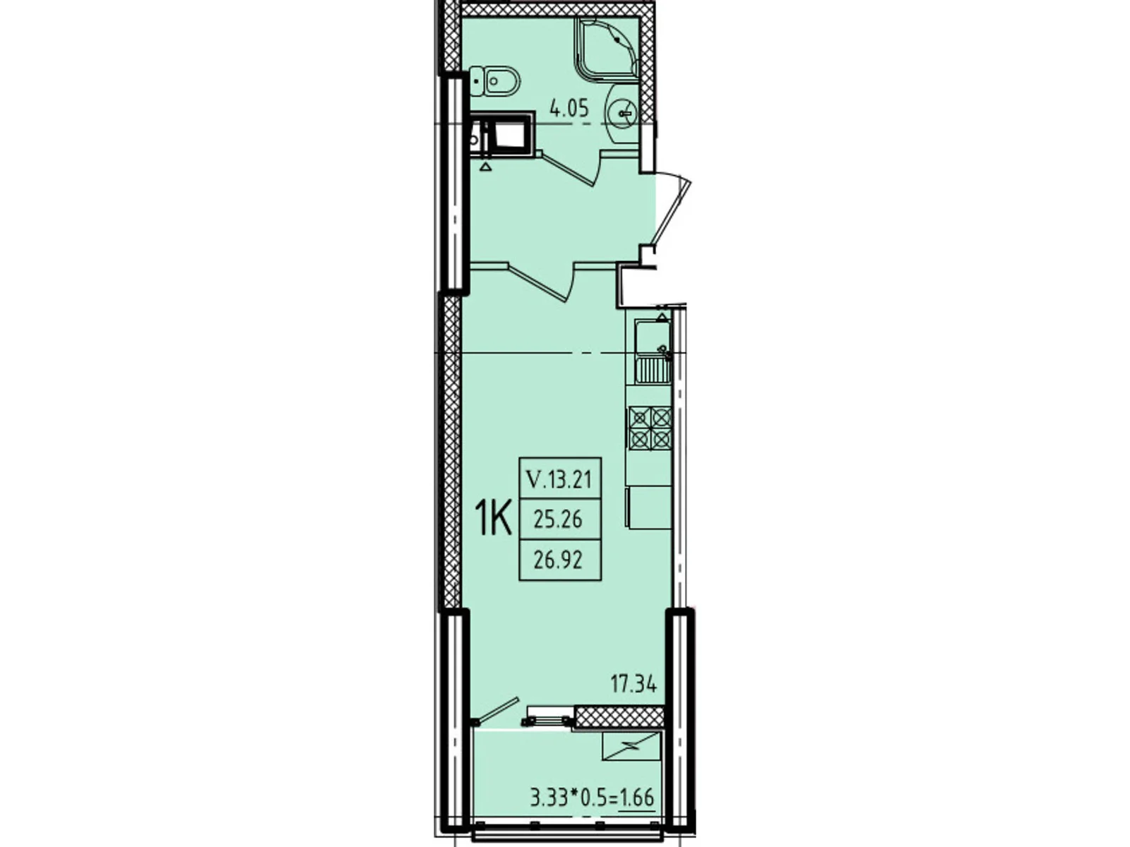 Продається 1-кімнатна квартира 28.95 кв. м у Одесі, вул. Генуезька, 1, 1/1 - фото 1