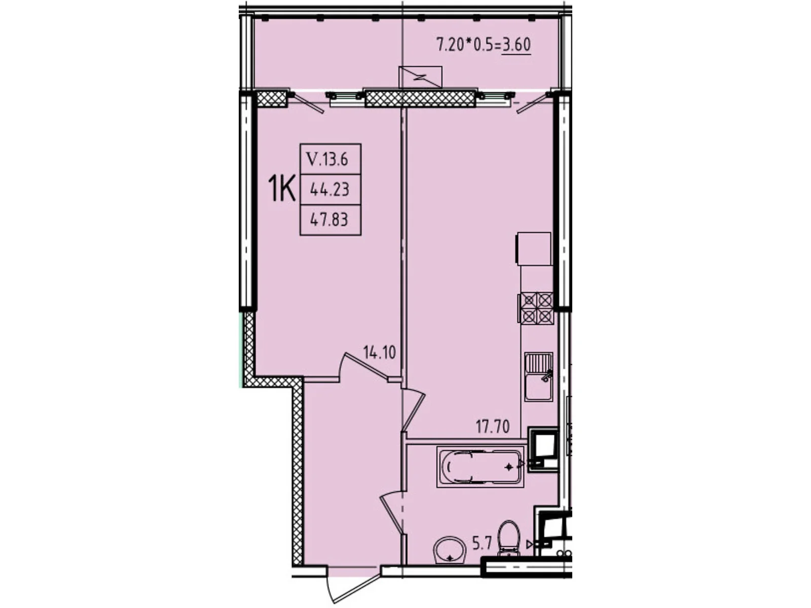 Продается 1-комнатная квартира 47.83 кв. м в Одессе - фото 1