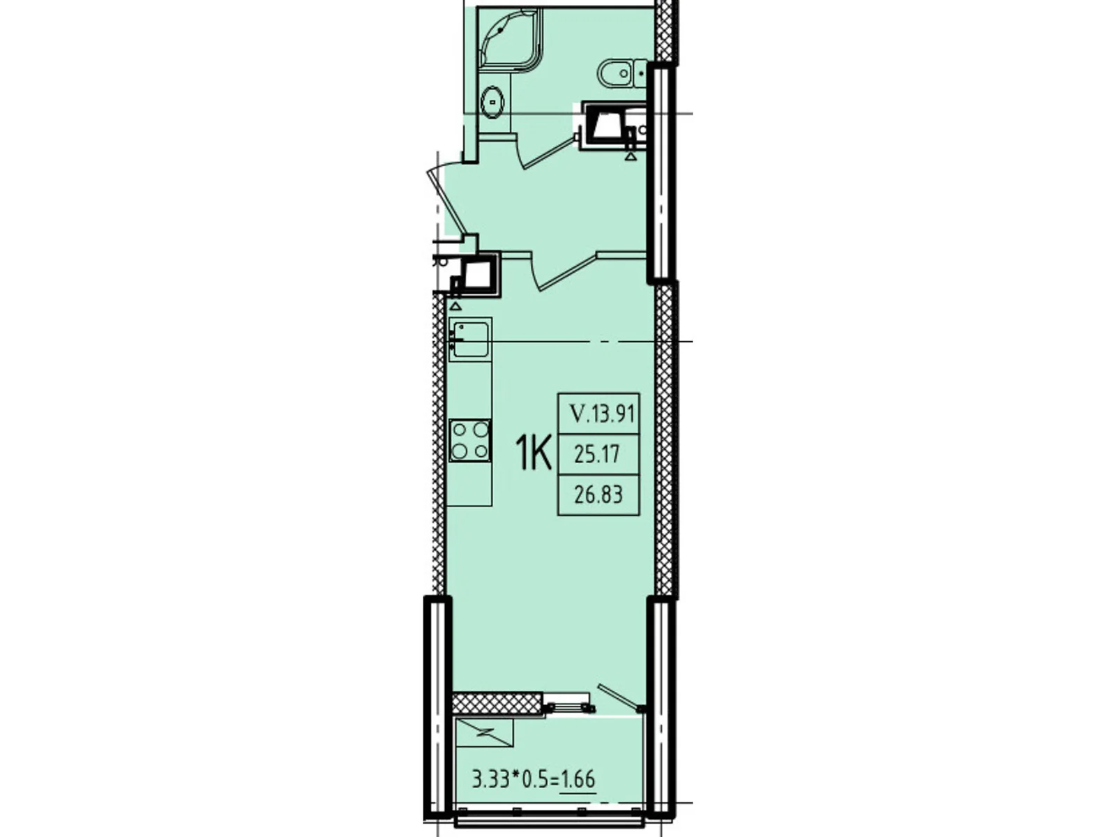 Продається 1-кімнатна квартира 28.9 кв. м у Одесі, вул. Генуезька, 1, 1/1 - фото 1