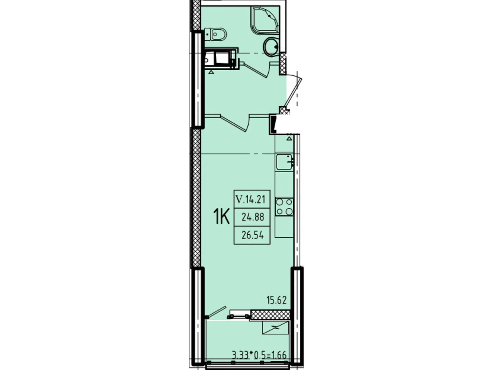 Продається 1-кімнатна квартира 28.8 кв. м у Одесі, вул. Генуезька, 1, 1/1 - фото 1