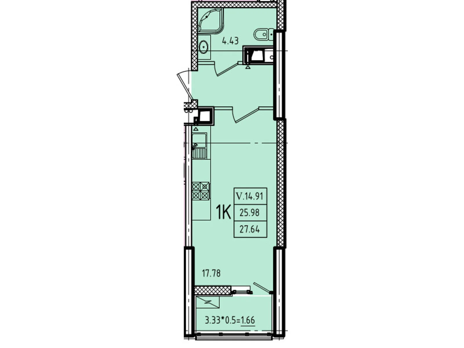 Продається 1-кімнатна квартира 29.7 кв. м у Одесі, вул. Генуезька, 1, 1/1 - фото 1