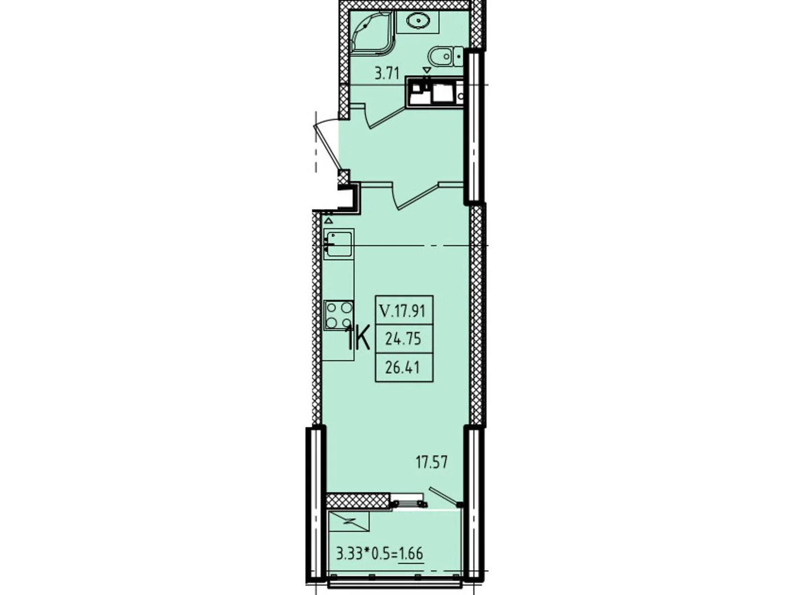 Продається 1-кімнатна квартира 28.5 кв. м у Одесі, вул. Генуезька, 1, 1/1 - фото 1