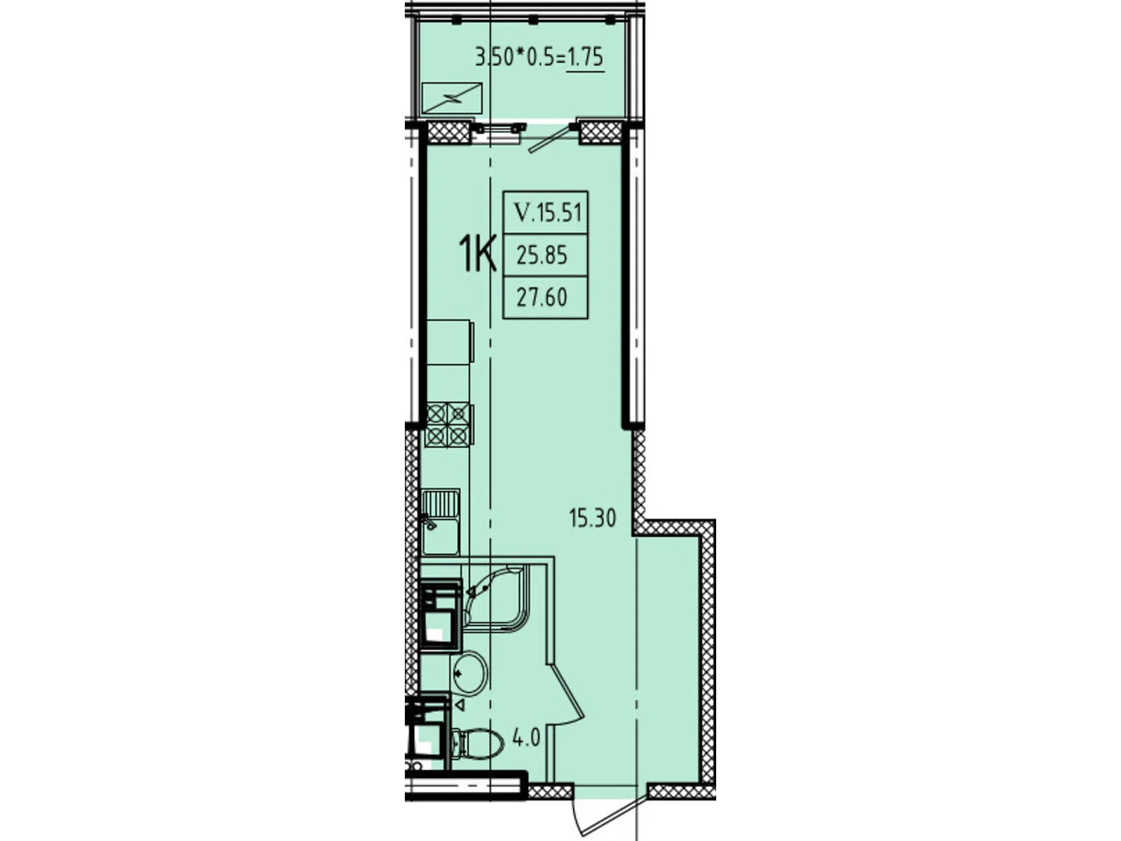 Продается 1-комнатная квартира 27.6 кв. м в Одессе, ул. Генуэзская, 1, 1/1 - фото 1