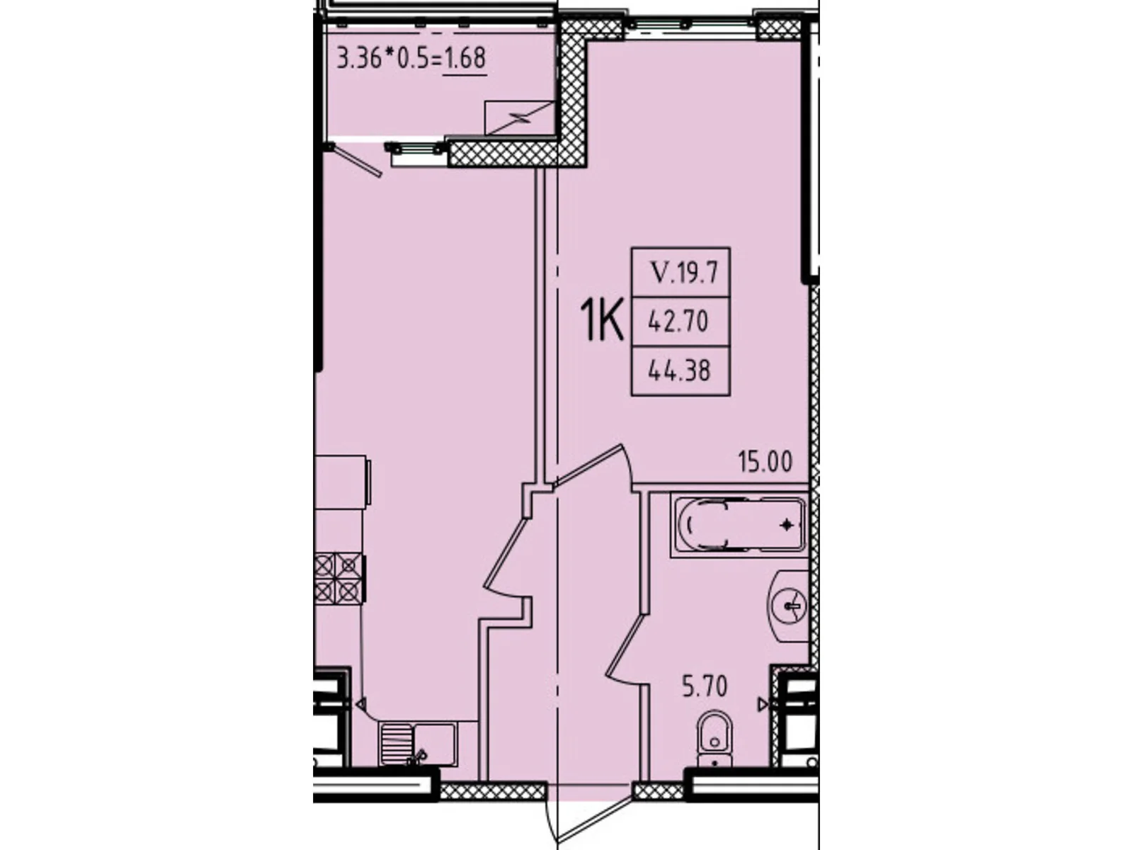 Продається 1-кімнатна квартира 44.38 кв. м у Одесі, вул. Генуезька, 1, 1/1