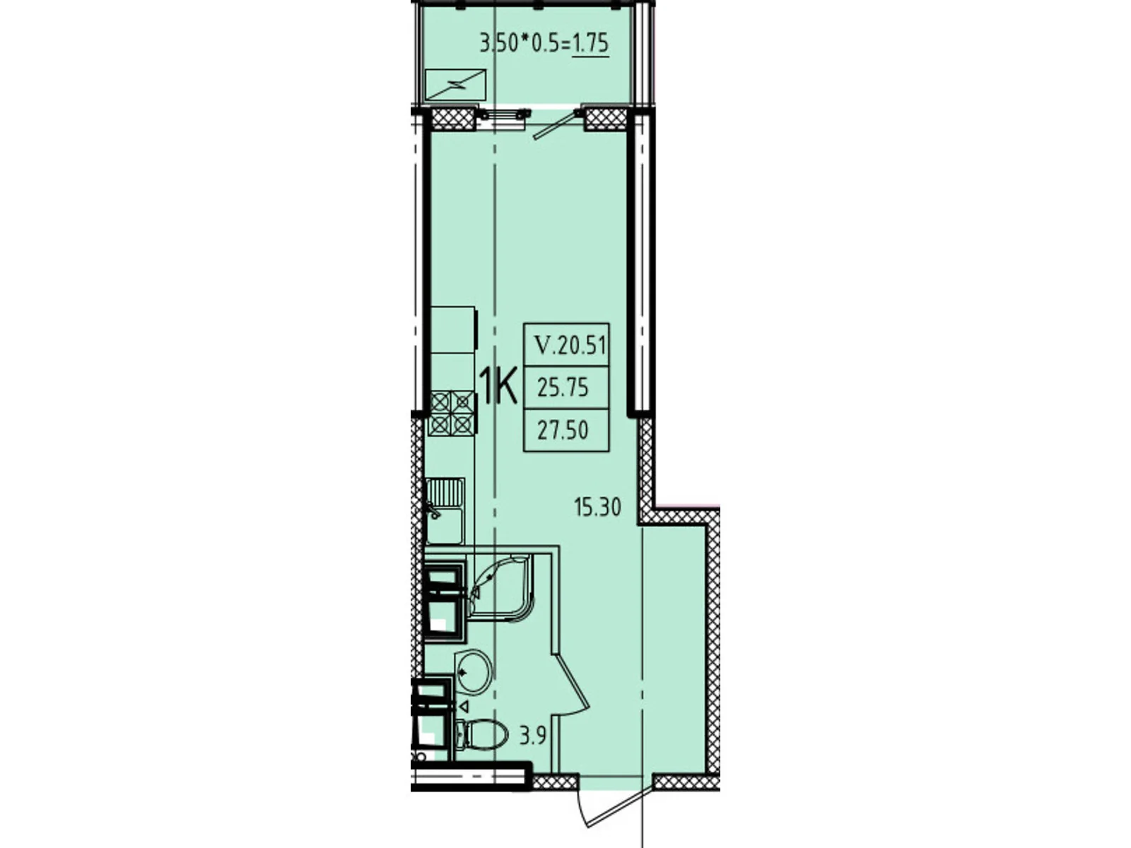 Продается 1-комнатная квартира 27.5 кв. м в Одессе, ул. Генуэзская, 1, 1/1 - фото 1