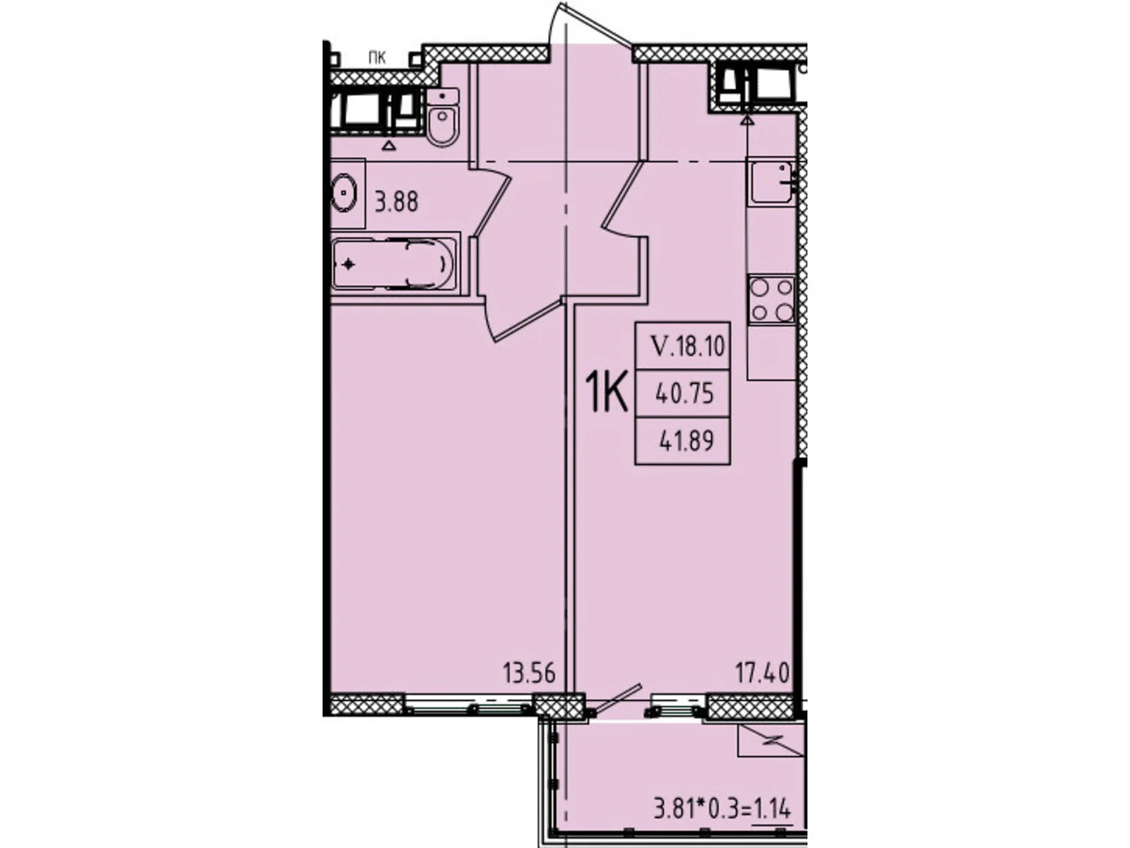 Продається 1-кімнатна квартира 41.89 кв. м у Одесі, вул. Генуезька, 1, 1/1