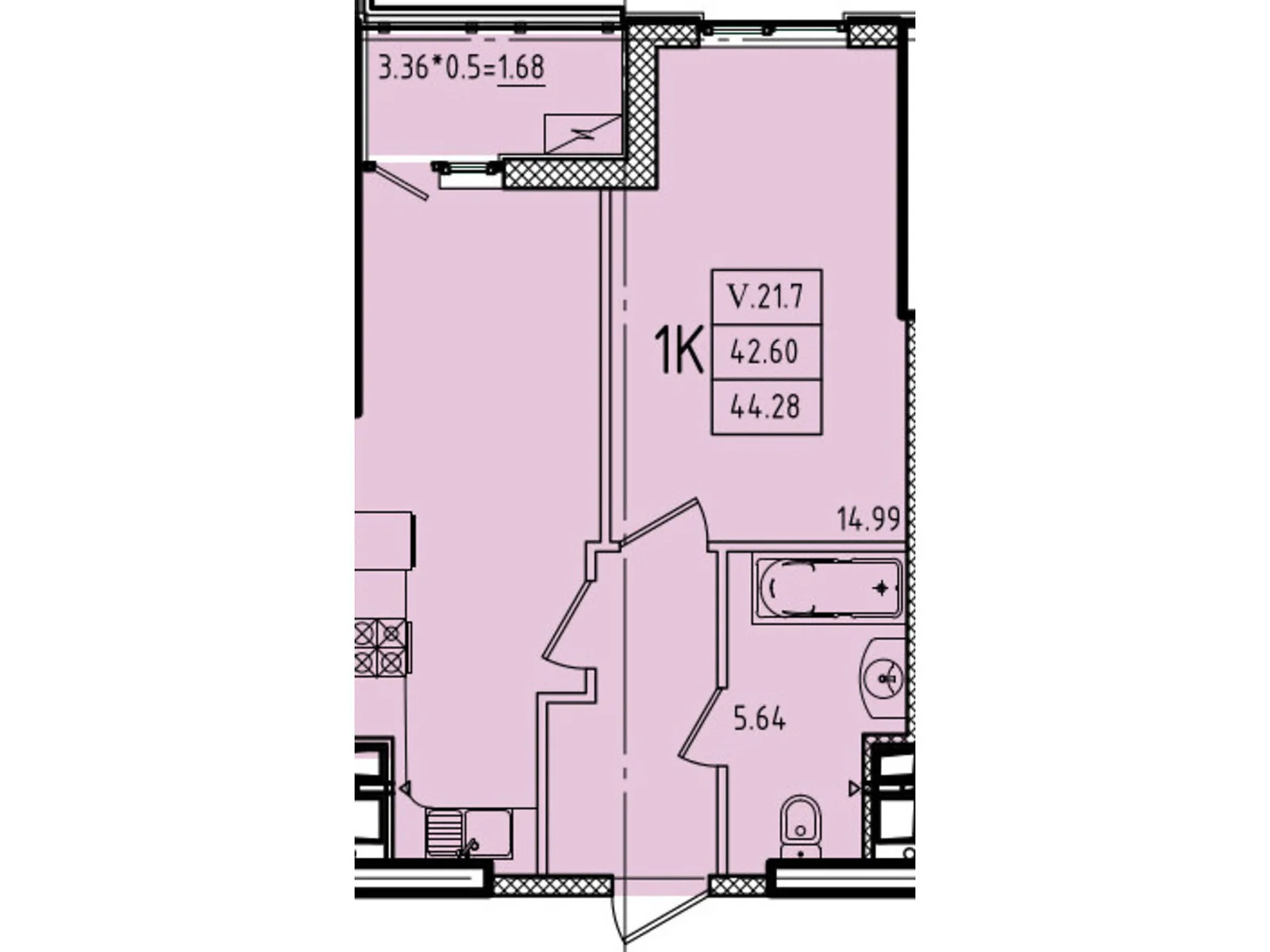 Продается 1-комнатная квартира 44.28 кв. м в Одессе, ул. Генуэзская, 1, 1/1