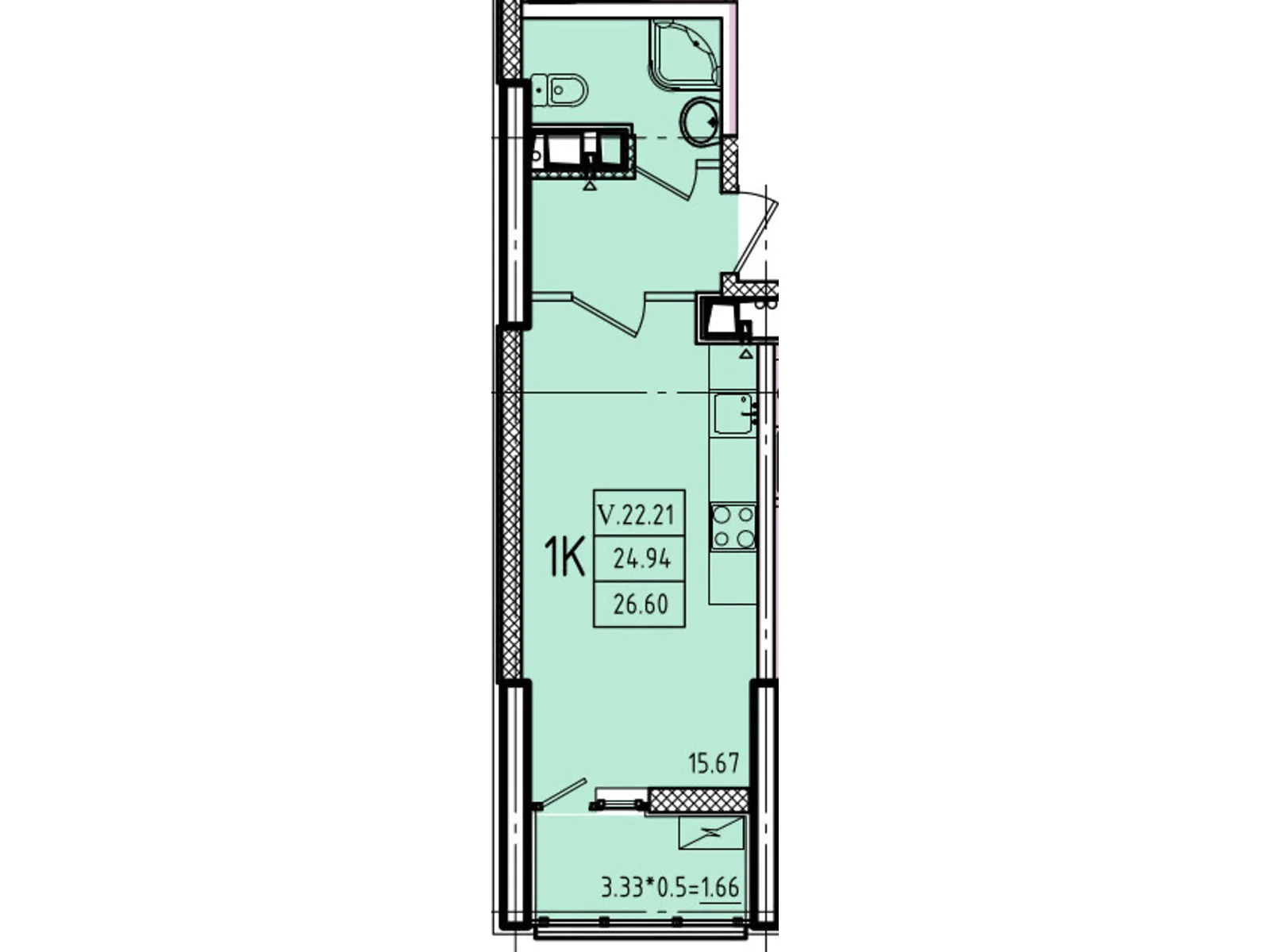 Продается 1-комнатная квартира 28.67 кв. м в Одессе, ул. Генуэзская, 1, 1/1 - фото 1