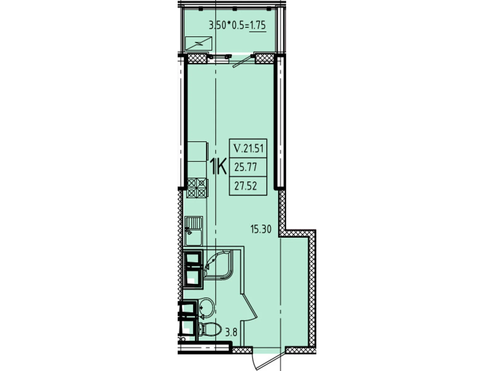 Продается 1-комнатная квартира 27.52 кв. м в Одессе, ул. Генуэзская, 1, 1/1 - фото 1