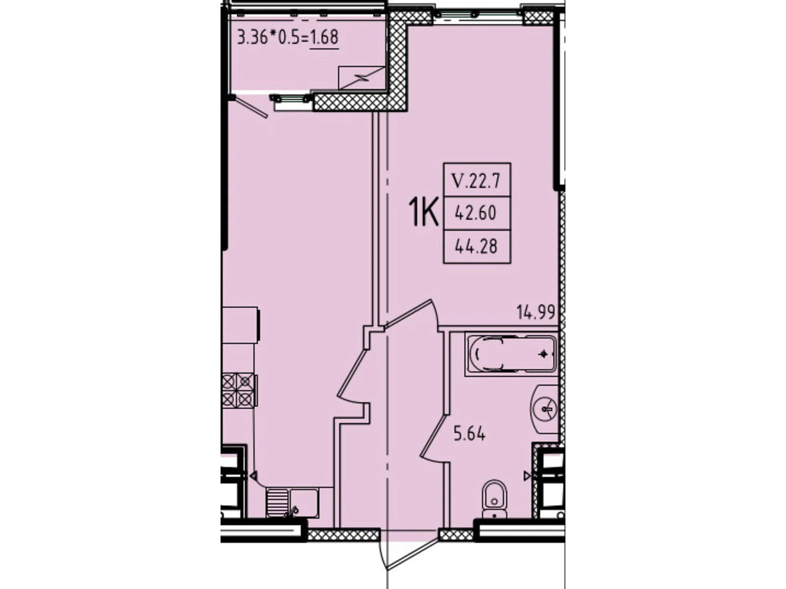 Продается 1-комнатная квартира 44.28 кв. м в Одессе, ул. Генуэзская, 1, 1/1