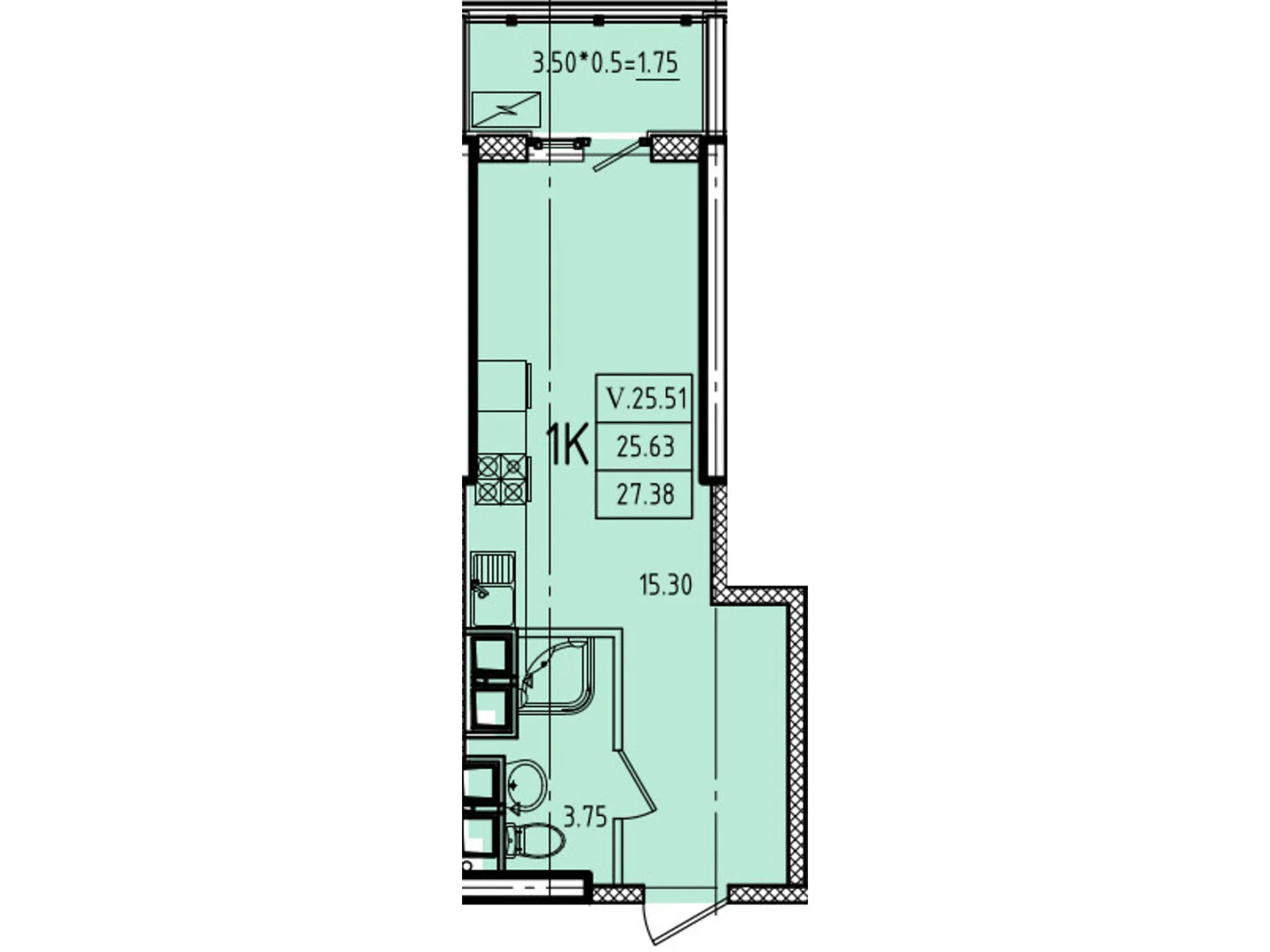 Продается 1-комнатная квартира 27.38 кв. м в Одессе, ул. Генуэзская, 1, 1/1 - фото 1