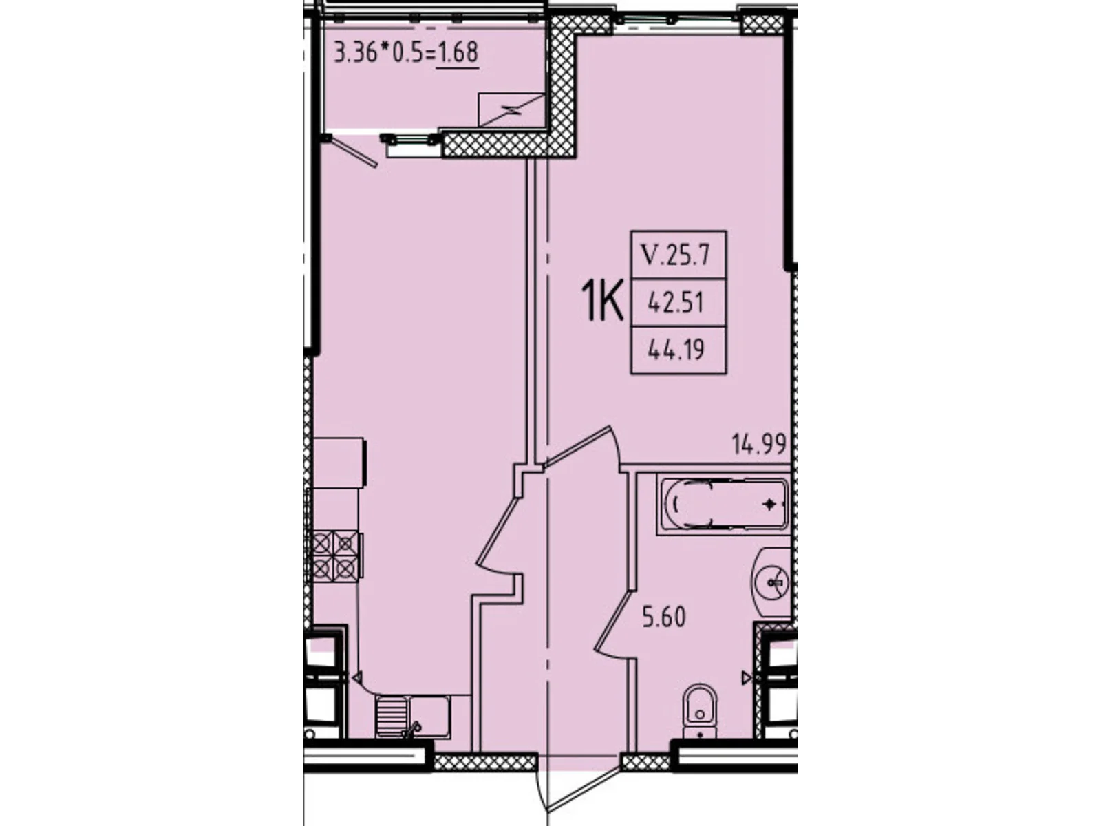 Продается 1-комнатная квартира 44.19 кв. м в Одессе, ул. Генуэзская, 1, 1/1