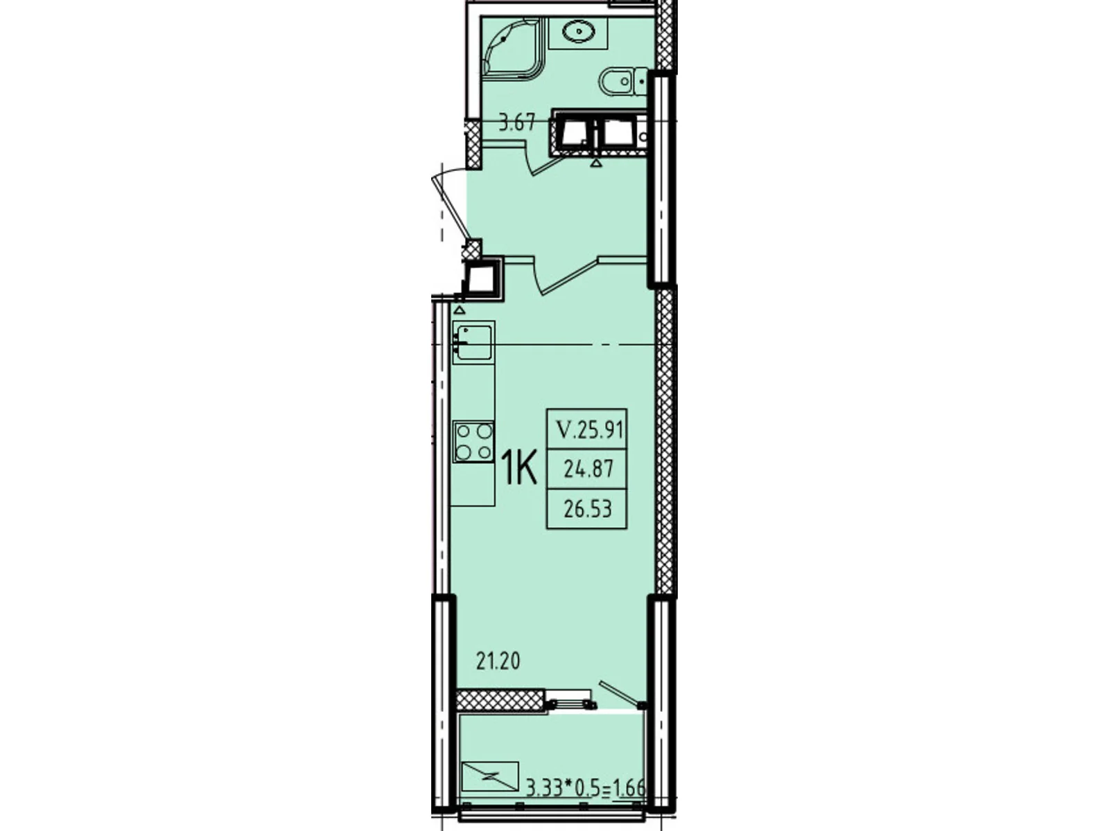 Продается 1-комнатная квартира 28.6 кв. м в Одессе, ул. Генуэзская, 1, 1/1 - фото 1