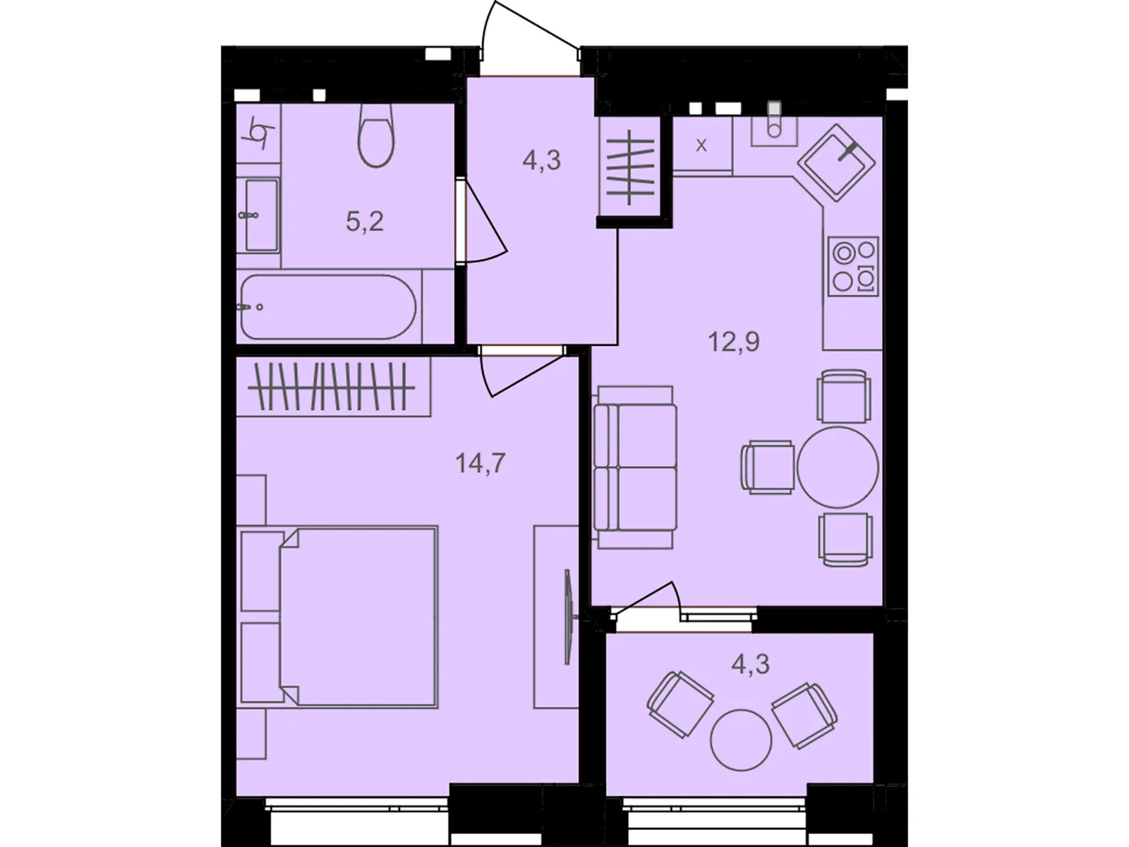 Продается 1-комнатная квартира 41.4 кв. м в Виннице, ул. Левка Лукьяненко(Ватутина), 16Б