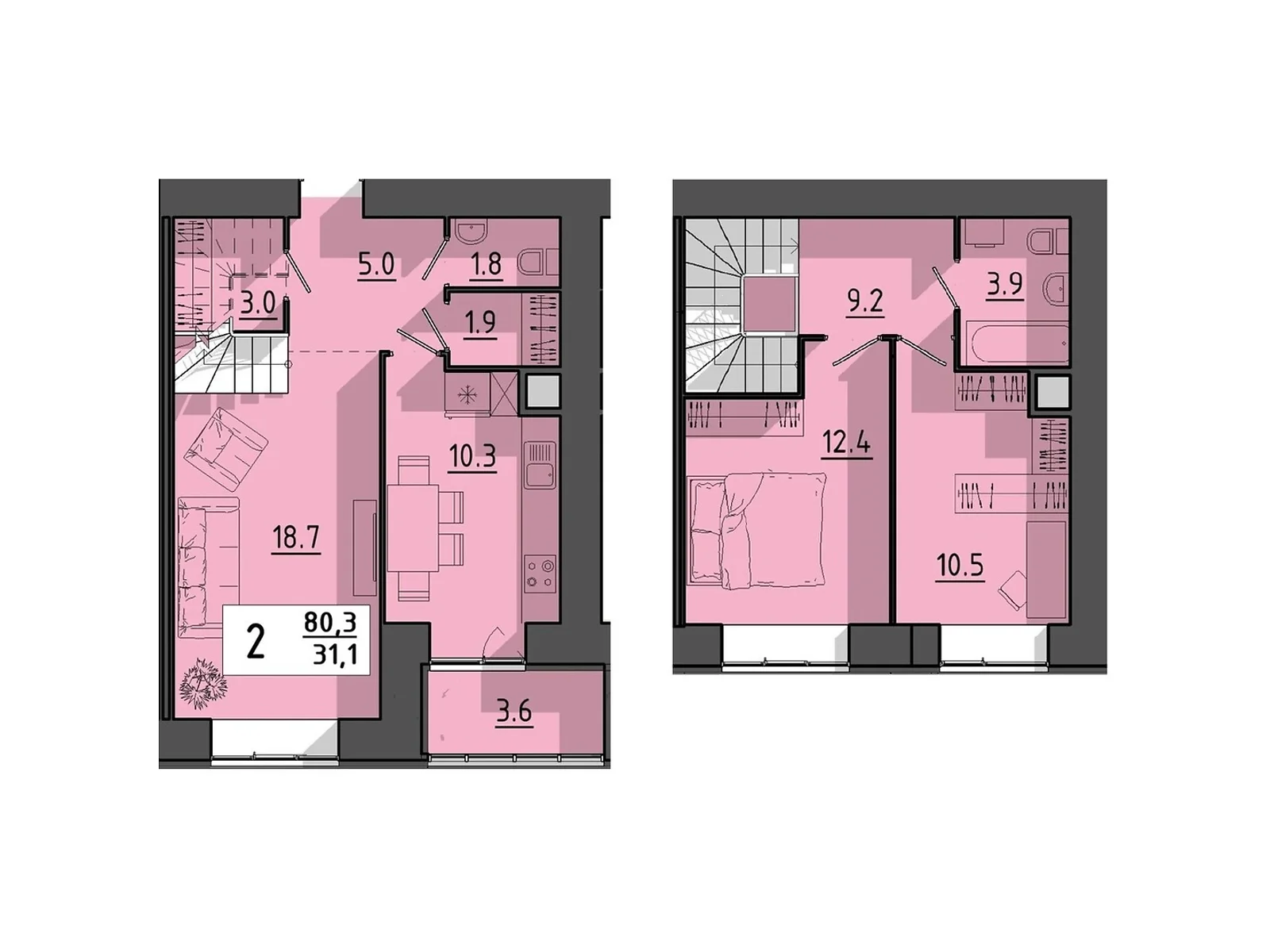 2-комнатная квартира 80.3 кв. м в Тернополе, ул. Тарнавского Мирона Генерала - фото 1