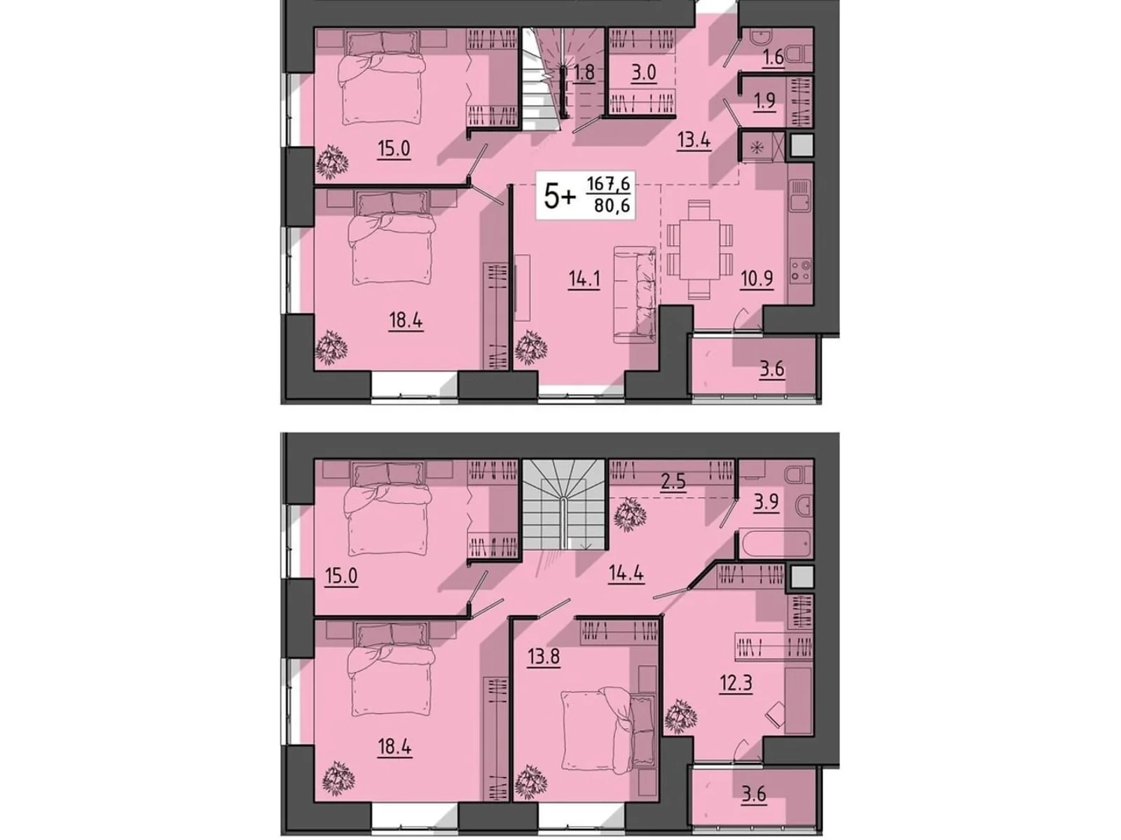 5-комнатная квартира 167.6 кв. м в Тернополе, пер. Тарнавского Мирона Генерала