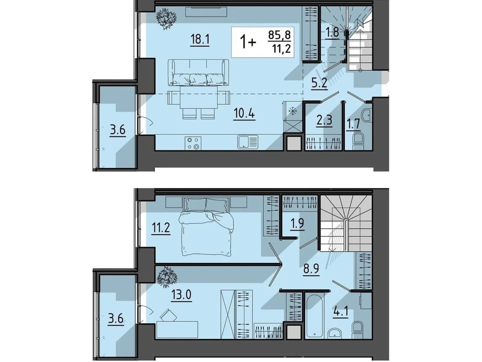 1-комнатная квартира 85.8 кв. м в Тернополе, ул. Тарнавского Мирона Генерала - фото 1