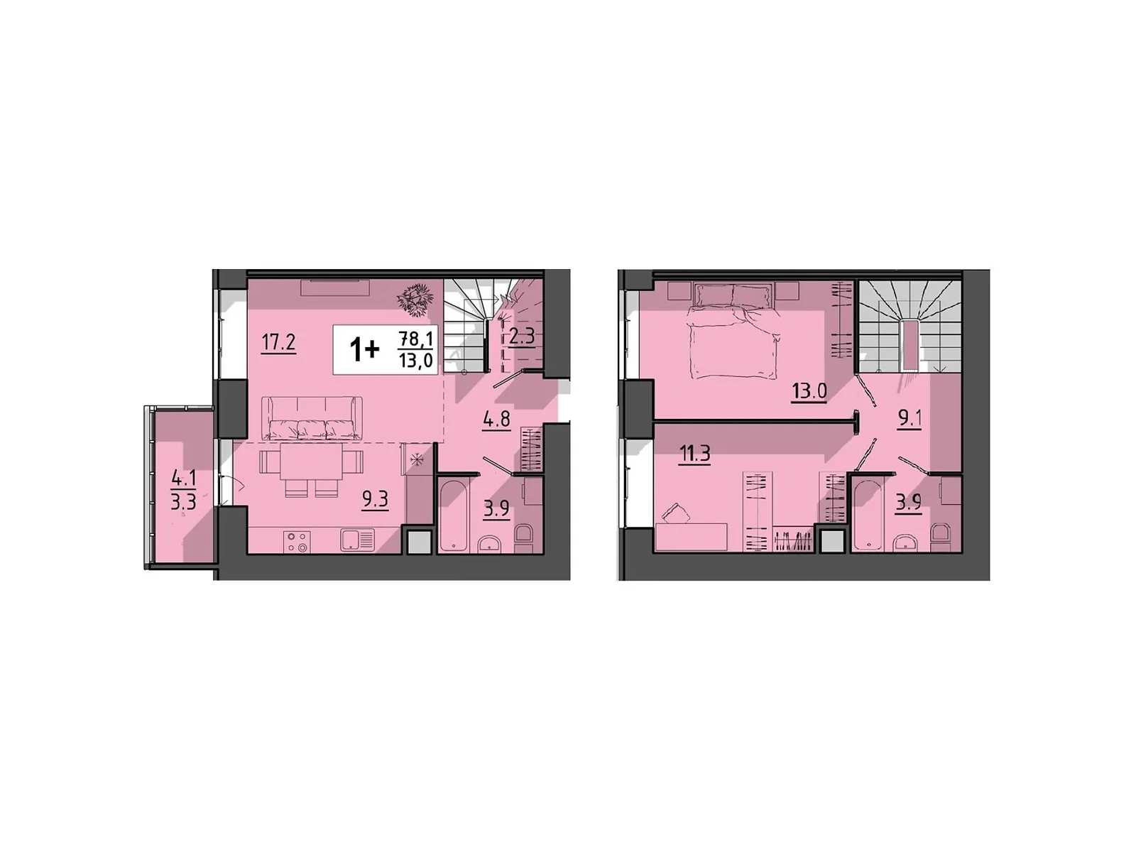 1-комнатная квартира 78.1 кв. м в Тернополе, цена: 47155 $