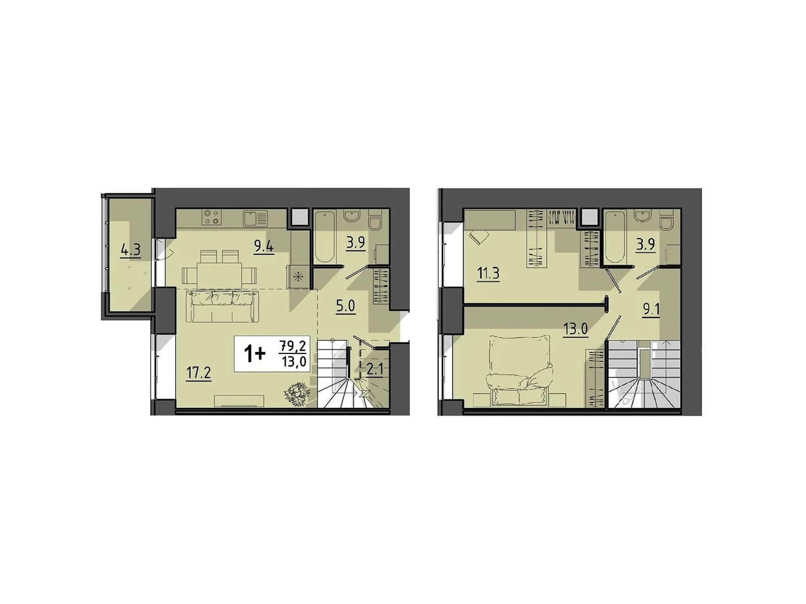 1-комнатная квартира 79.2 кв. м в Тернополе, цена: 47520 $