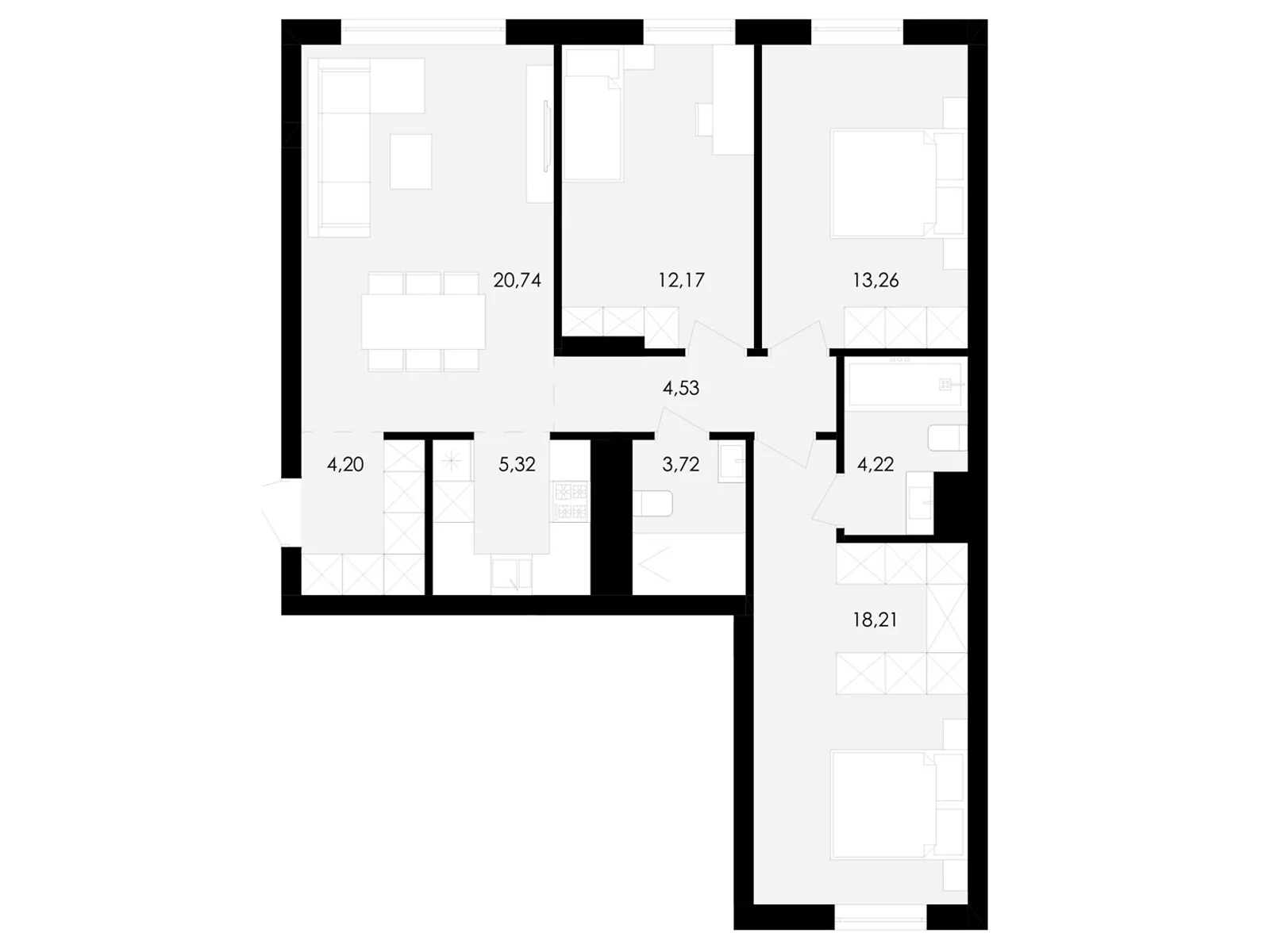Продается 3-комнатная квартира 86 кв. м в Сокольниках, цена: 125300 $