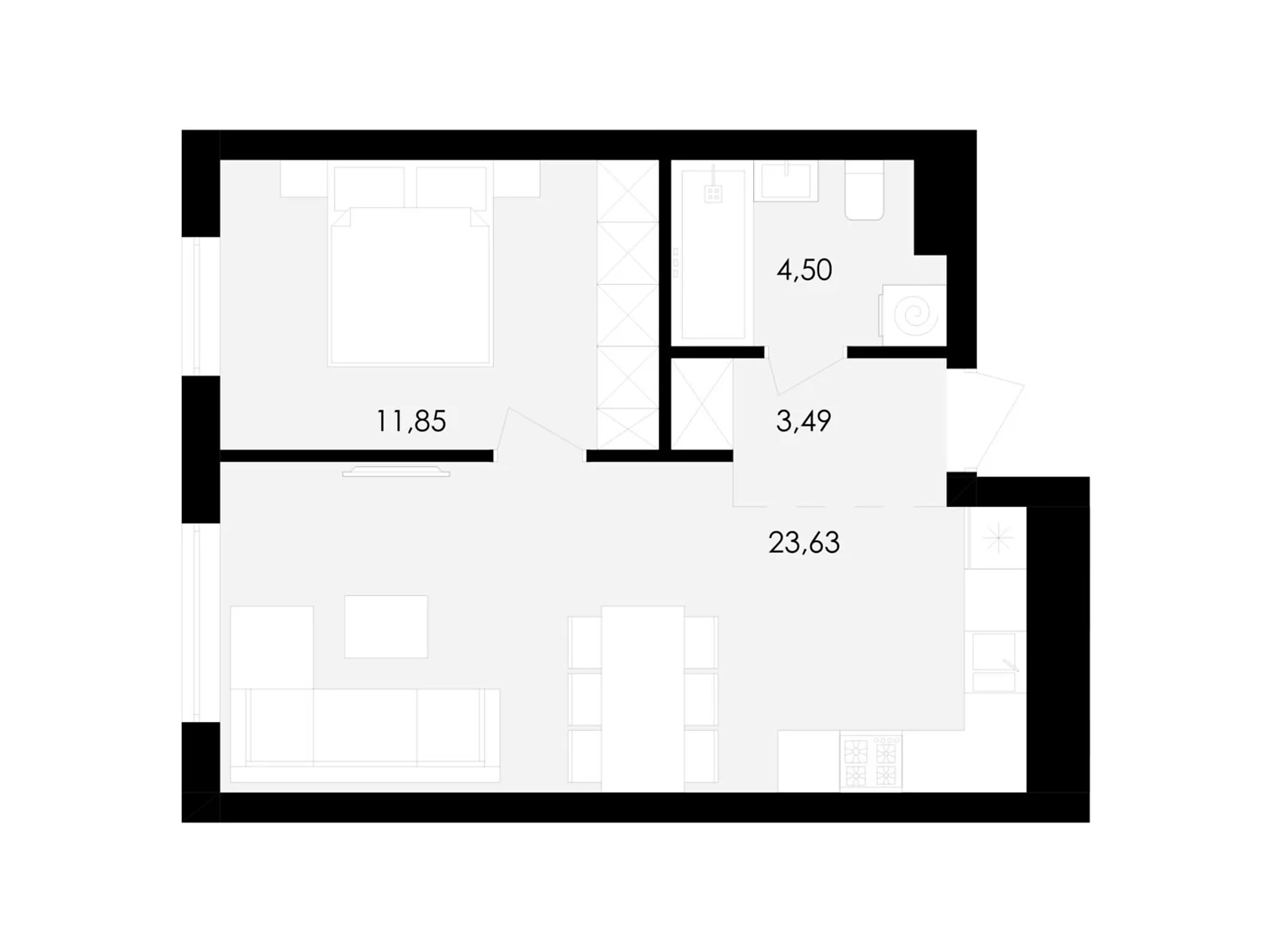 Продается 1-комнатная квартира 43 кв. м в Сокольниках