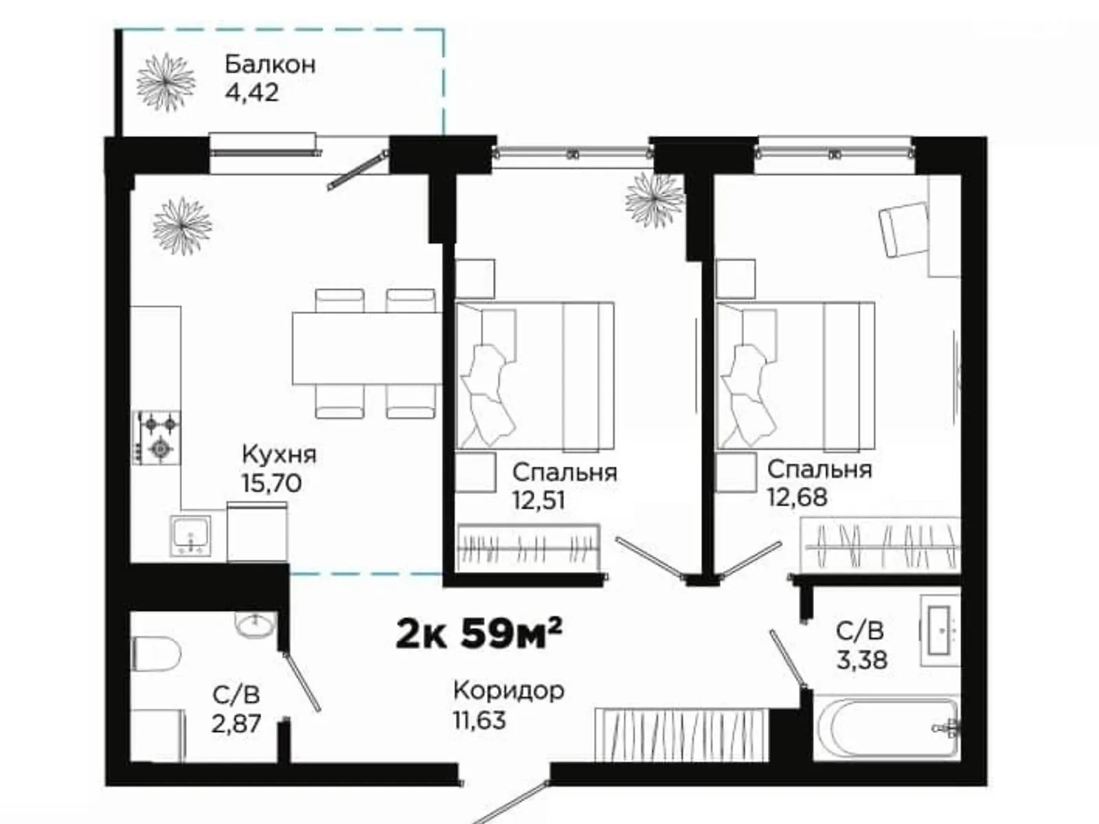 Продается 2-комнатная квартира 61.2 кв. м в Ивано-Франковске, ул. Героев Николаева(Сеченова), 129 - фото 1