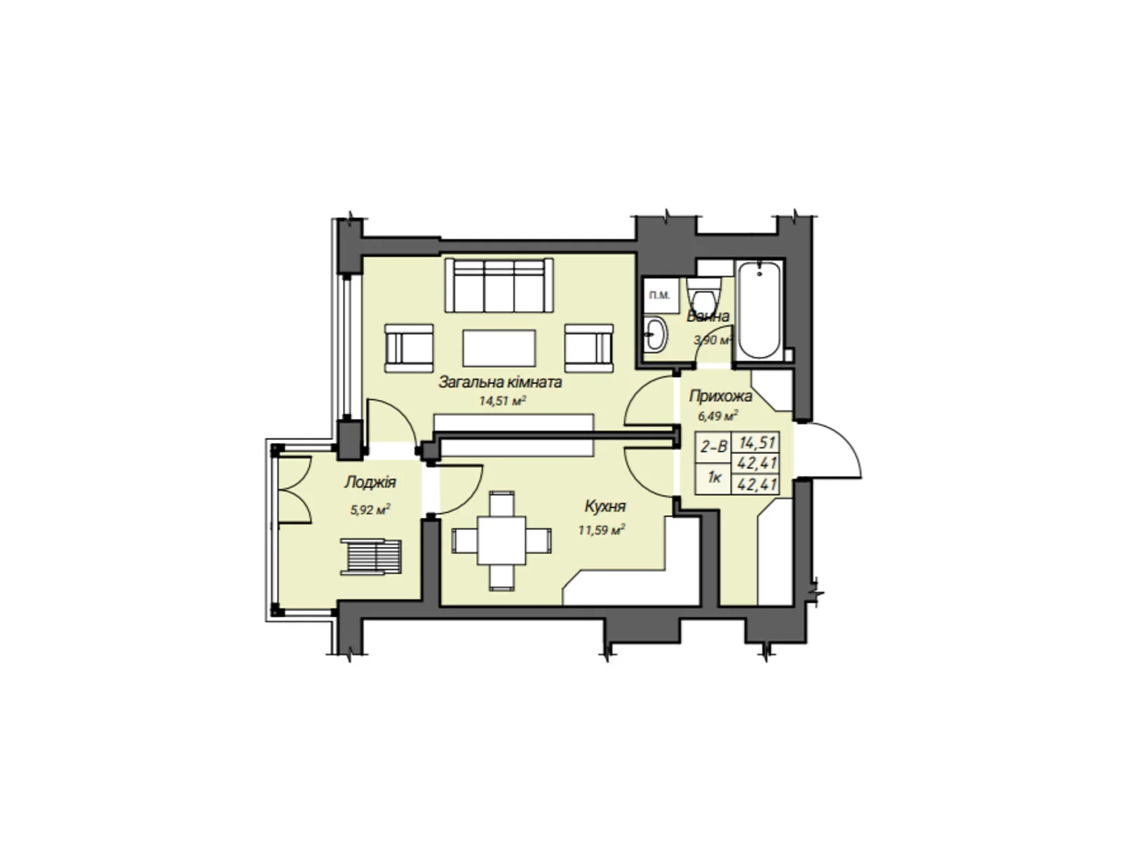 Продается 1-комнатная квартира 42.41 кв. м в Ровно, ул. Степана Бандеры, 12Б