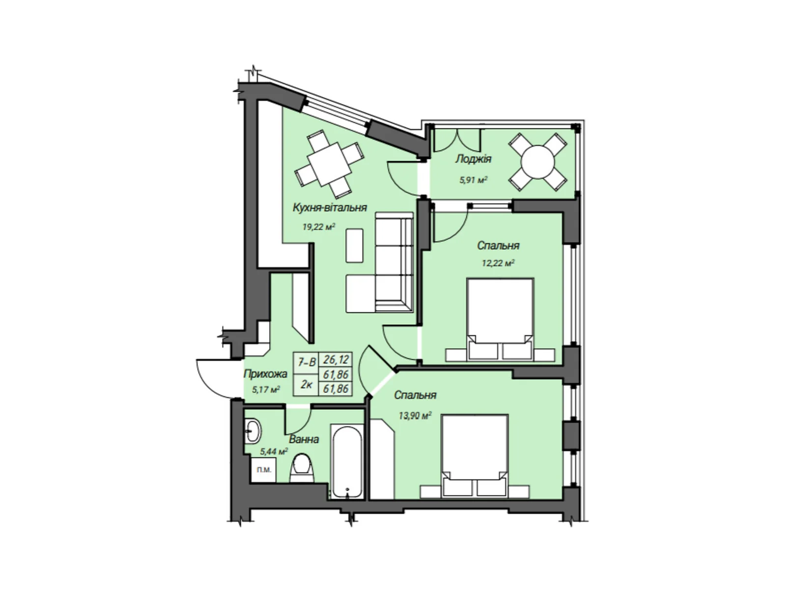 Продается 2-комнатная квартира 62.26 кв. м в Ровно, цена: 62260 $