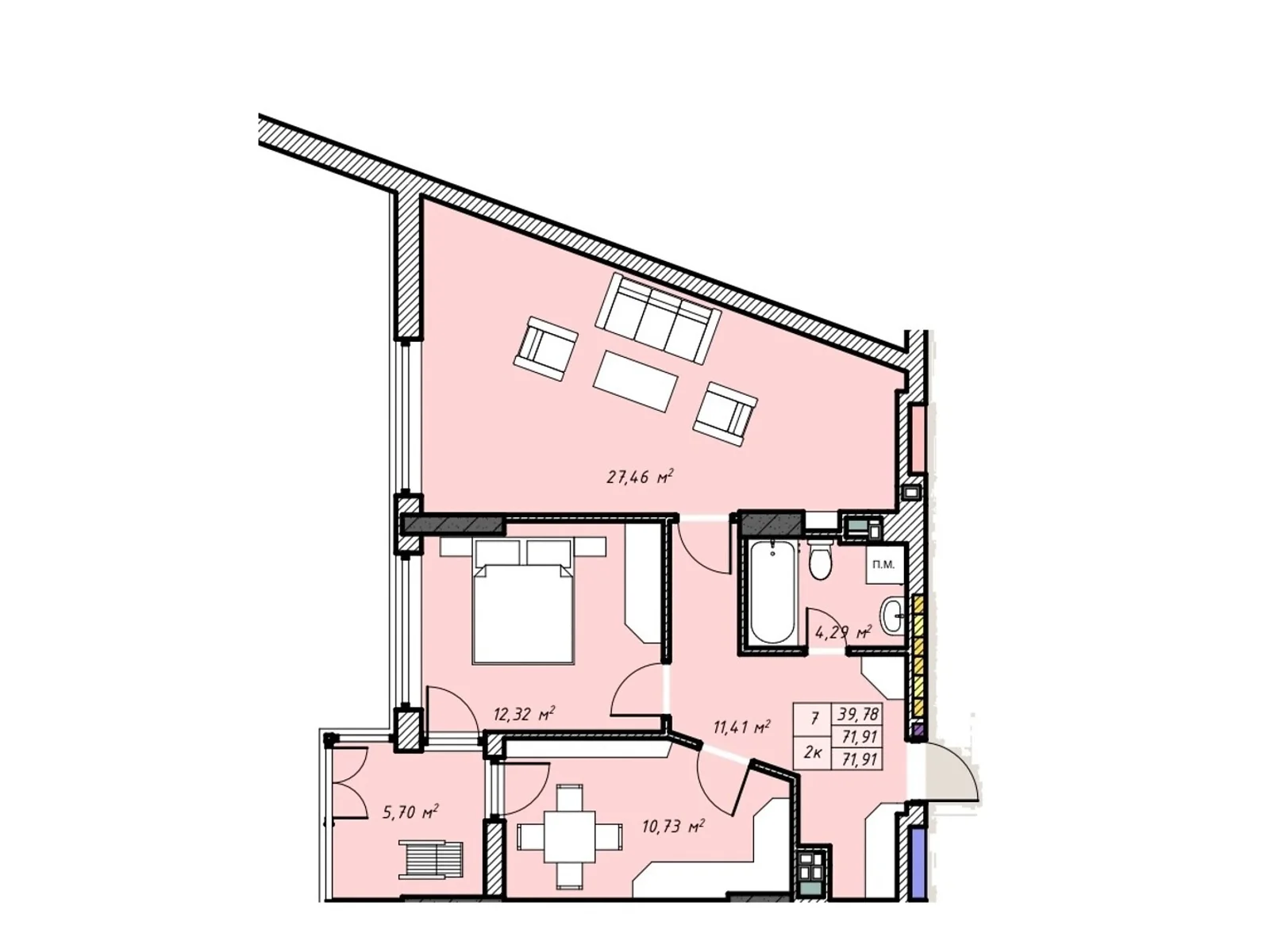 Продается 2-комнатная квартира 71.91 кв. м в Ровно, цена: 64719 $ - фото 1