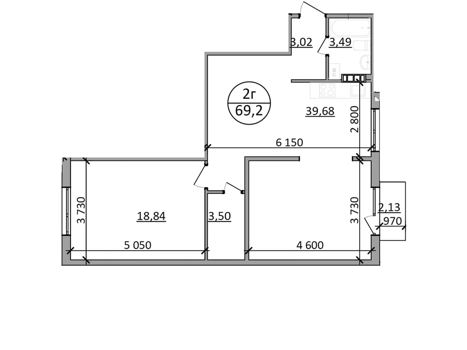 Продается 2-комнатная квартира 69.2 кв. м в Басовке, Кольцевая дор. - фото 1